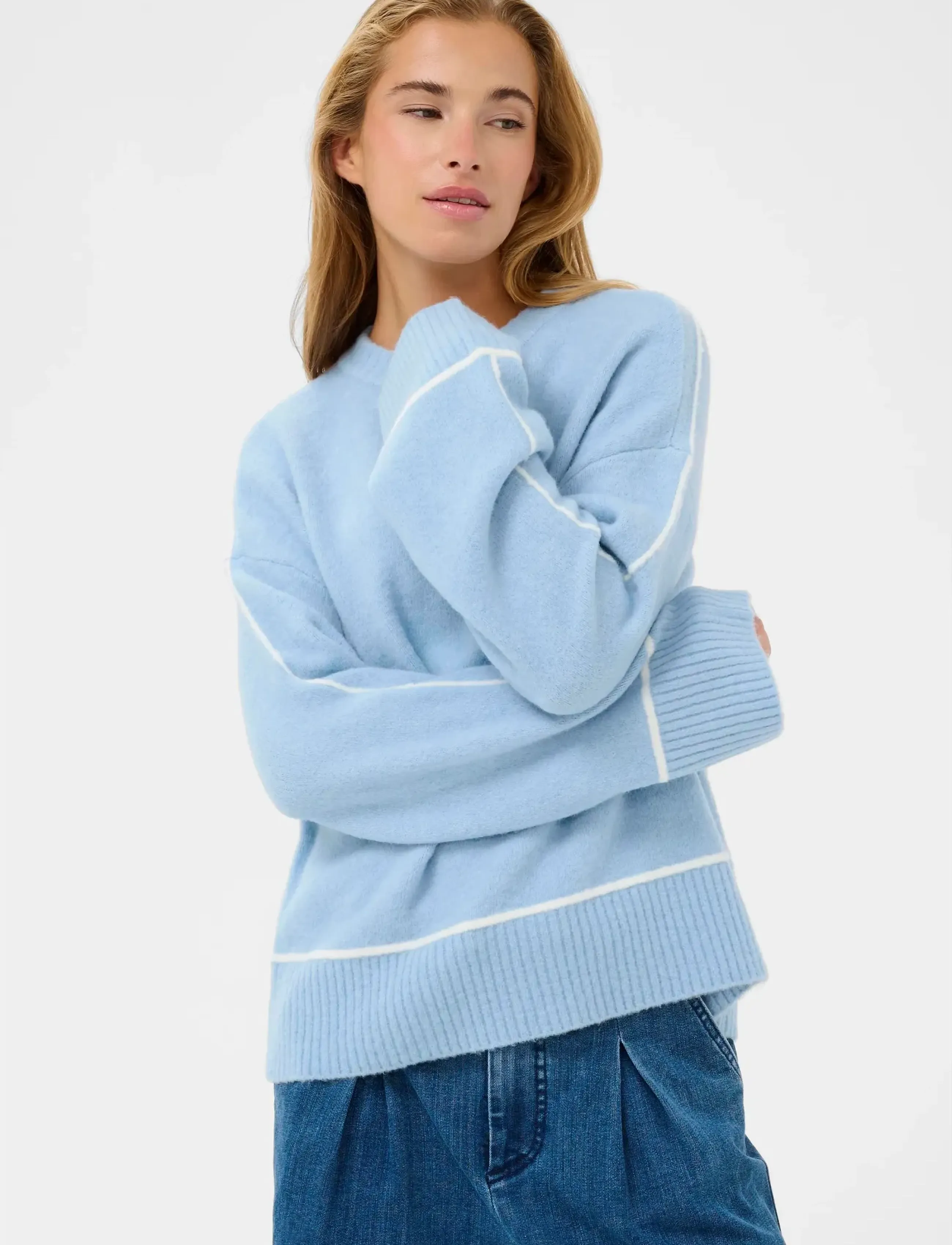 Kaffe Kajinie Knit Pullover, S, Blue, Strik > Trøjer, Dame