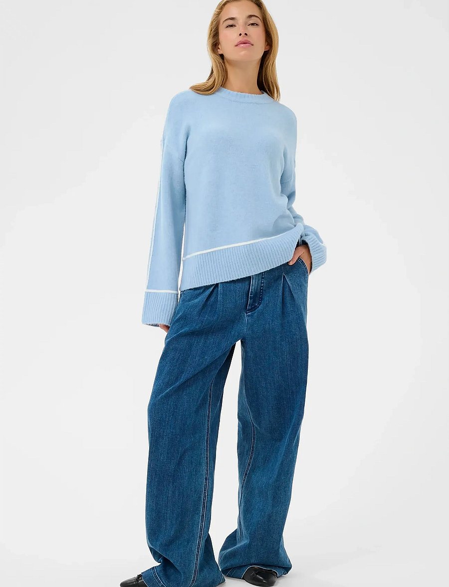 Kaffe - KAjinie Knit Pullover - stickade tröjor - powder blue melange - 3