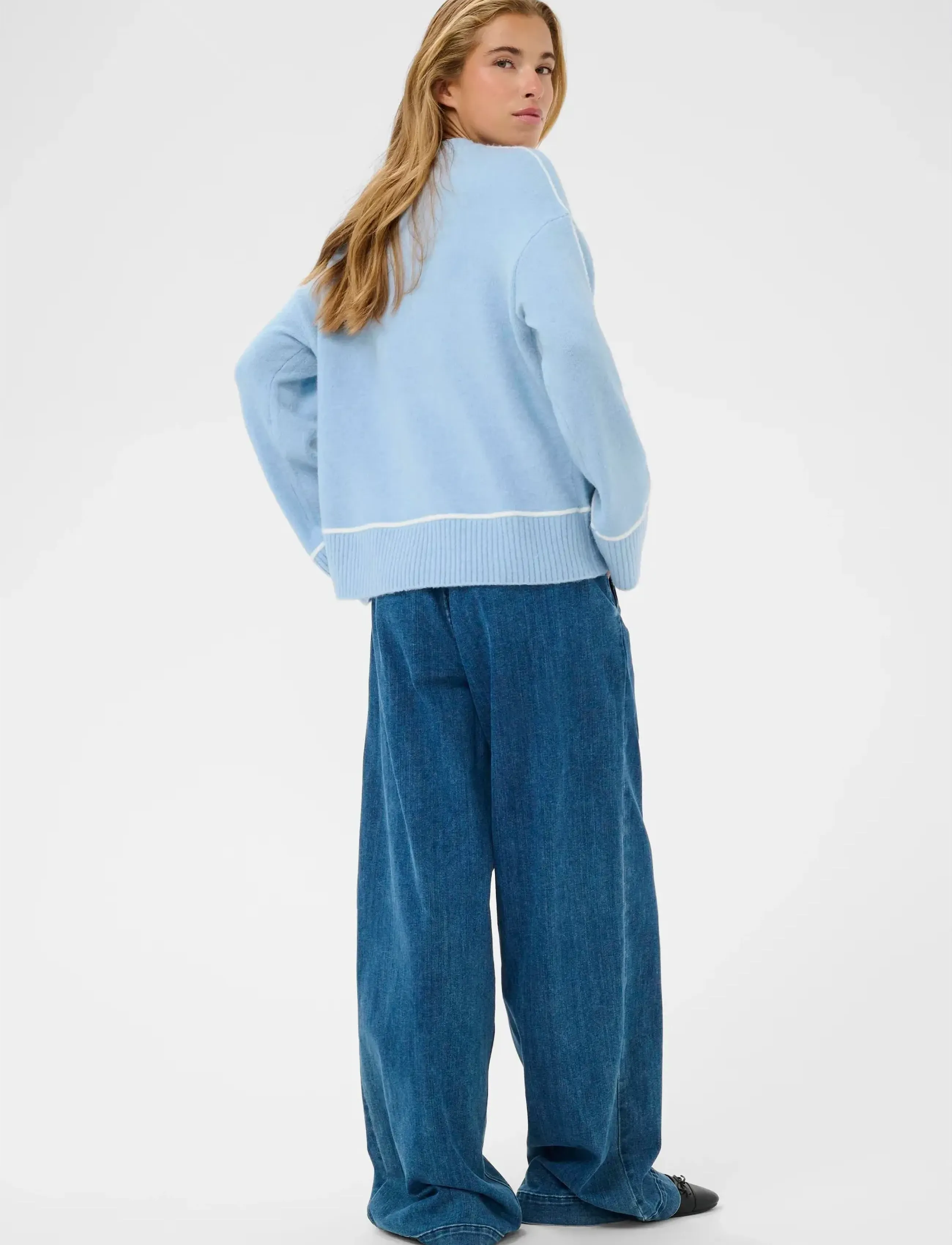 Kaffe - KAjinie Knit Pullover - trøjer - powder blue melange - 4