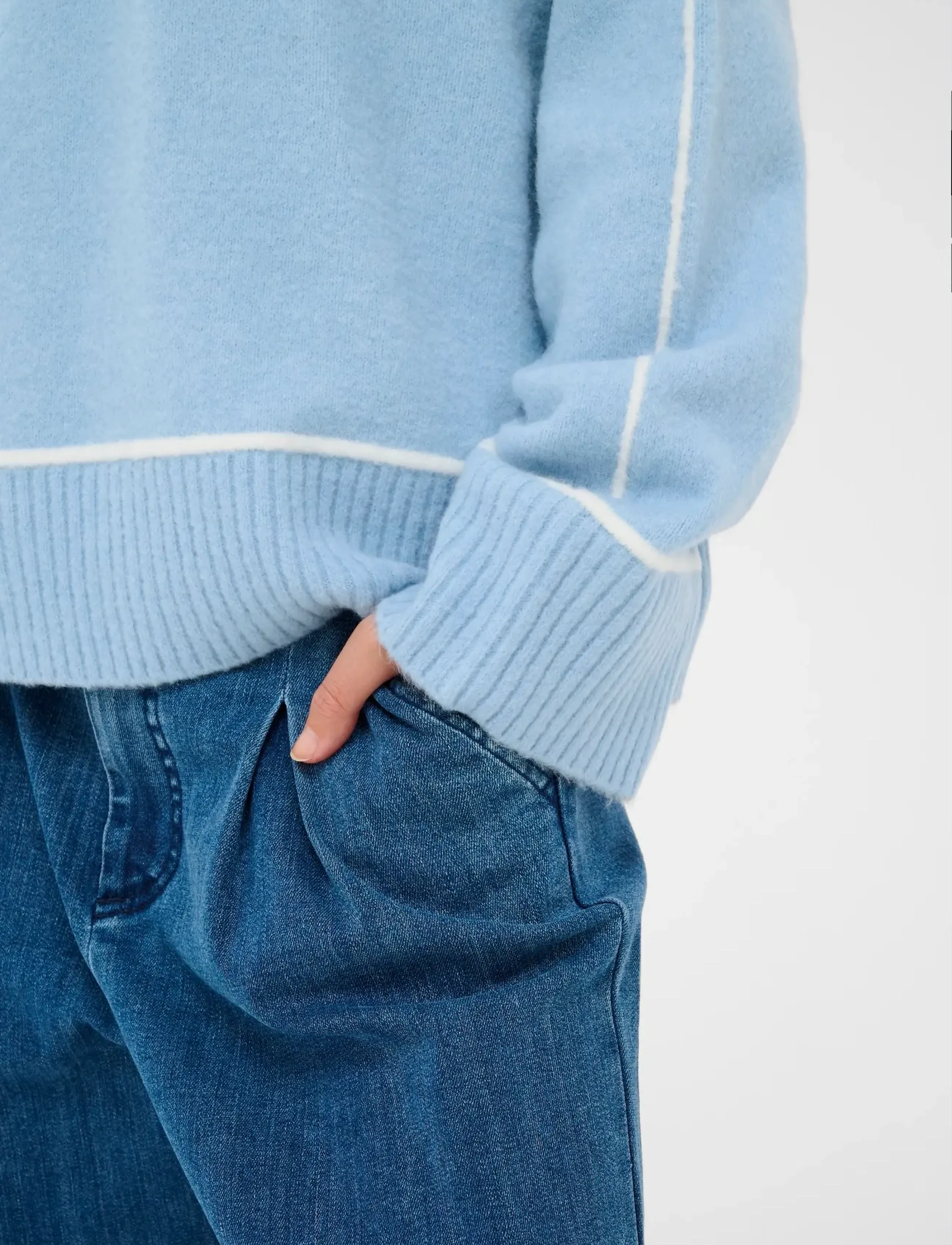 Kaffe - KAjinie Knit Pullover - trøjer - powder blue melange - 5