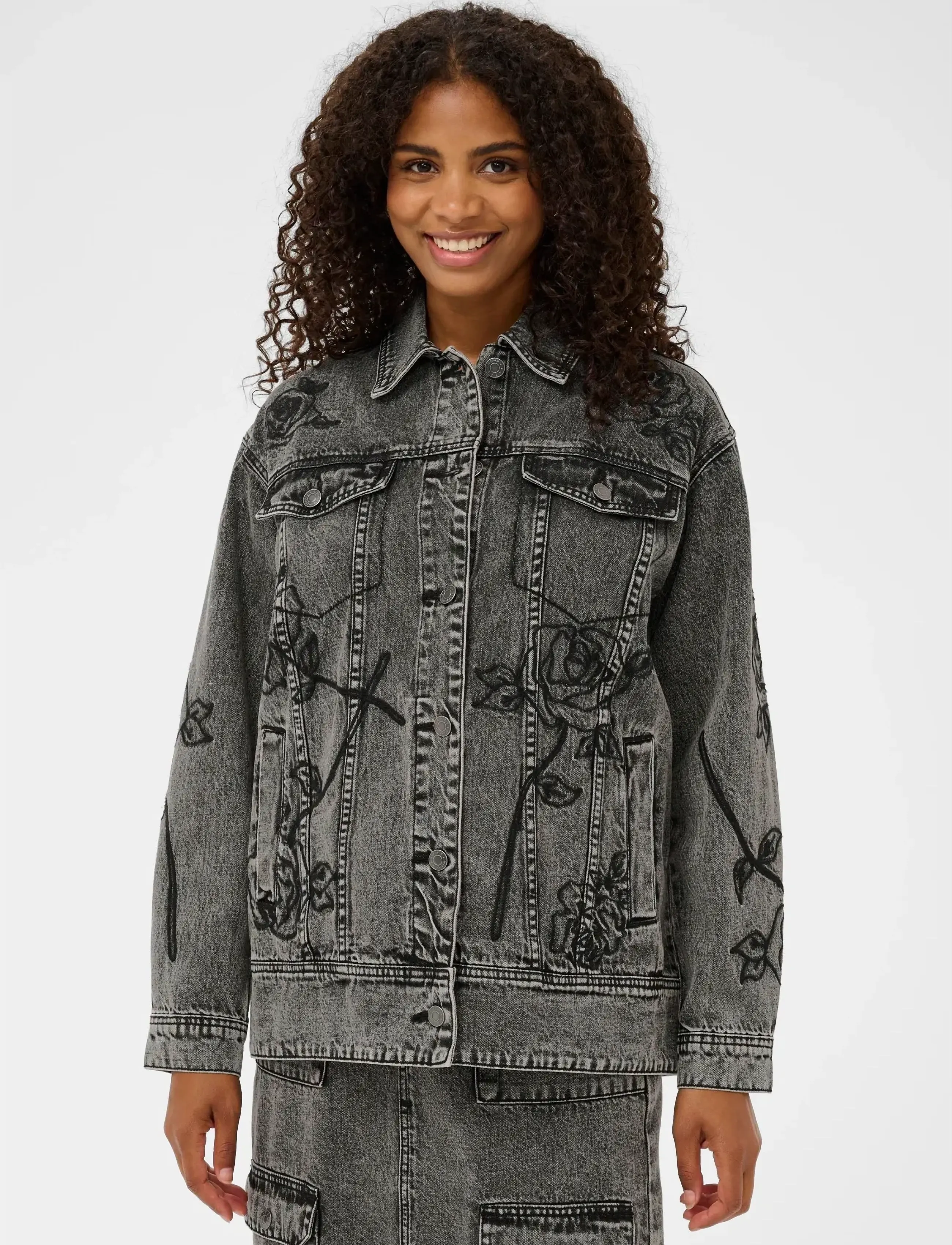 Kaffe KAross Denim Jacket - Denim clothing - DARK GREY WASHED DENIM / grey