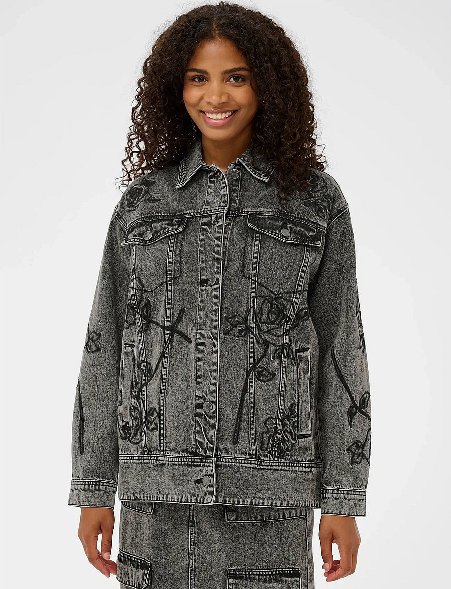 Kaffe - KAross Denim Jacket - jeansjackor - dark grey washed denim - 0