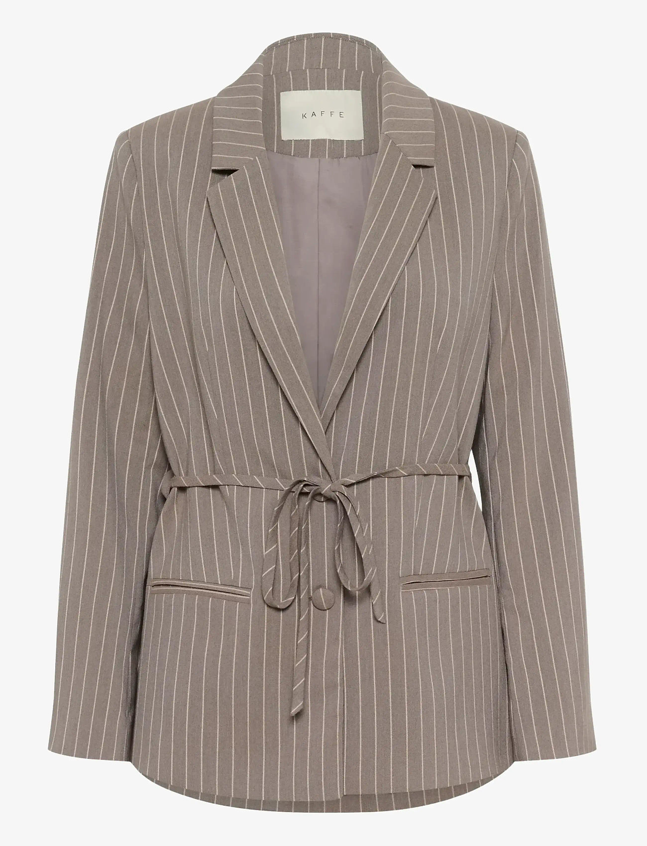 Kaffe - KAmeril Blazer - kavajer med skärp - beige pinstripe - 1