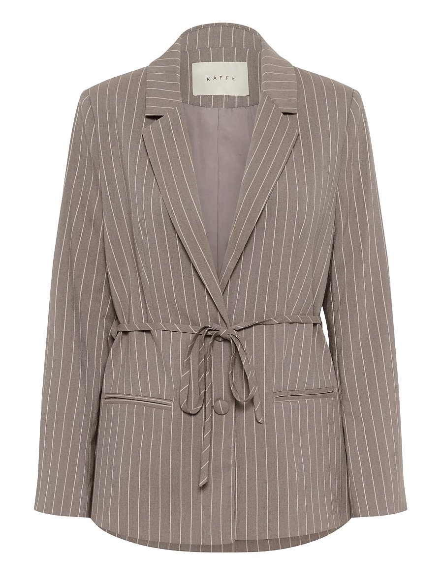 Kaffe - KAmeril Blazer - belted blazers - beige pinstripe - 1