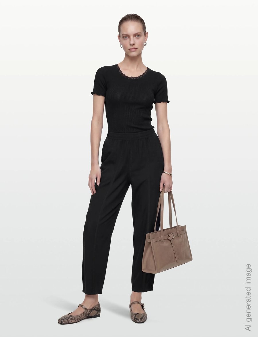 Kaffe - KAnaya Barrel Pants - hosen mit geradem bein - black deep - 0