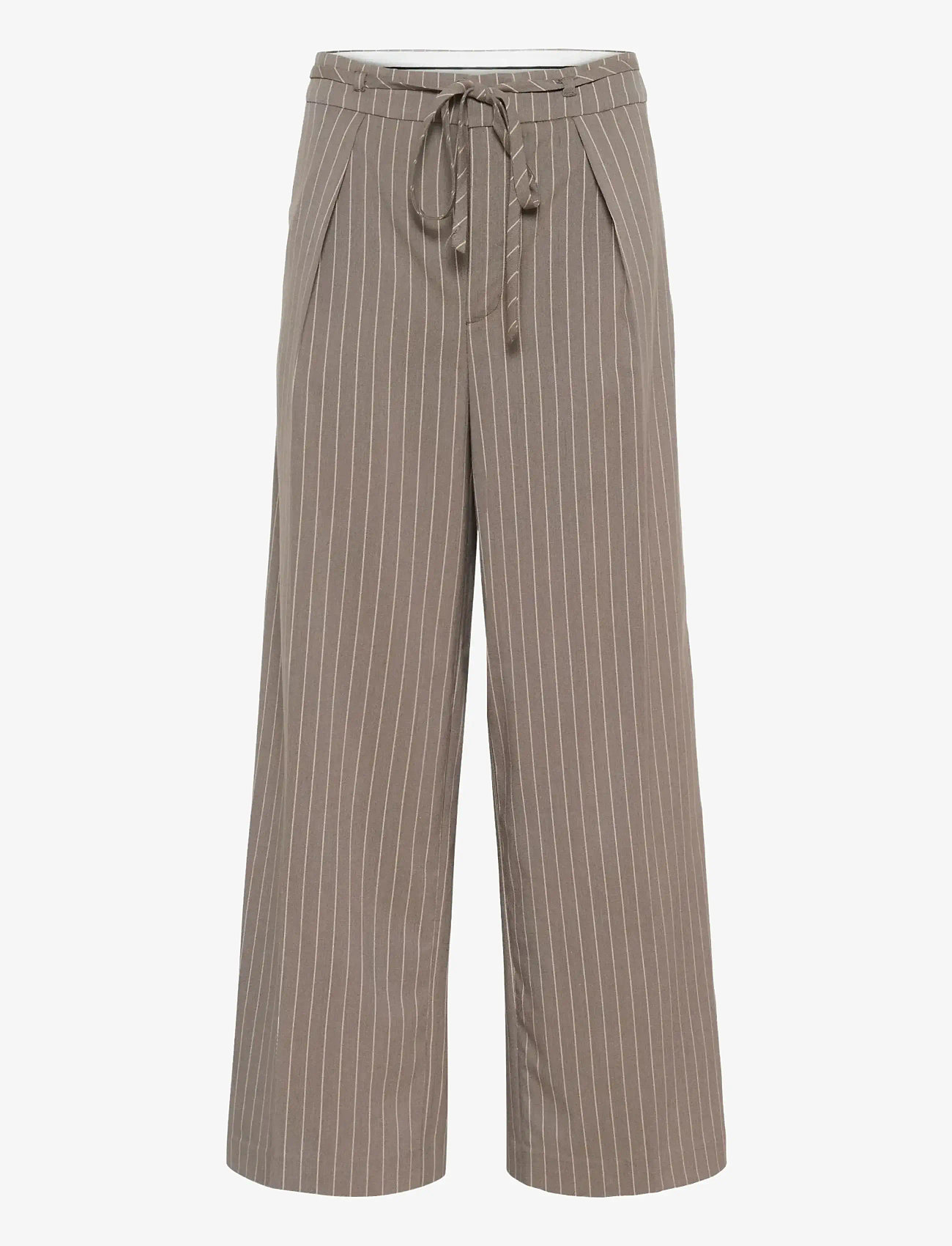 Kaffe - KAmeril Wide Pants - kostymbyxor - beige pinstripe - 1