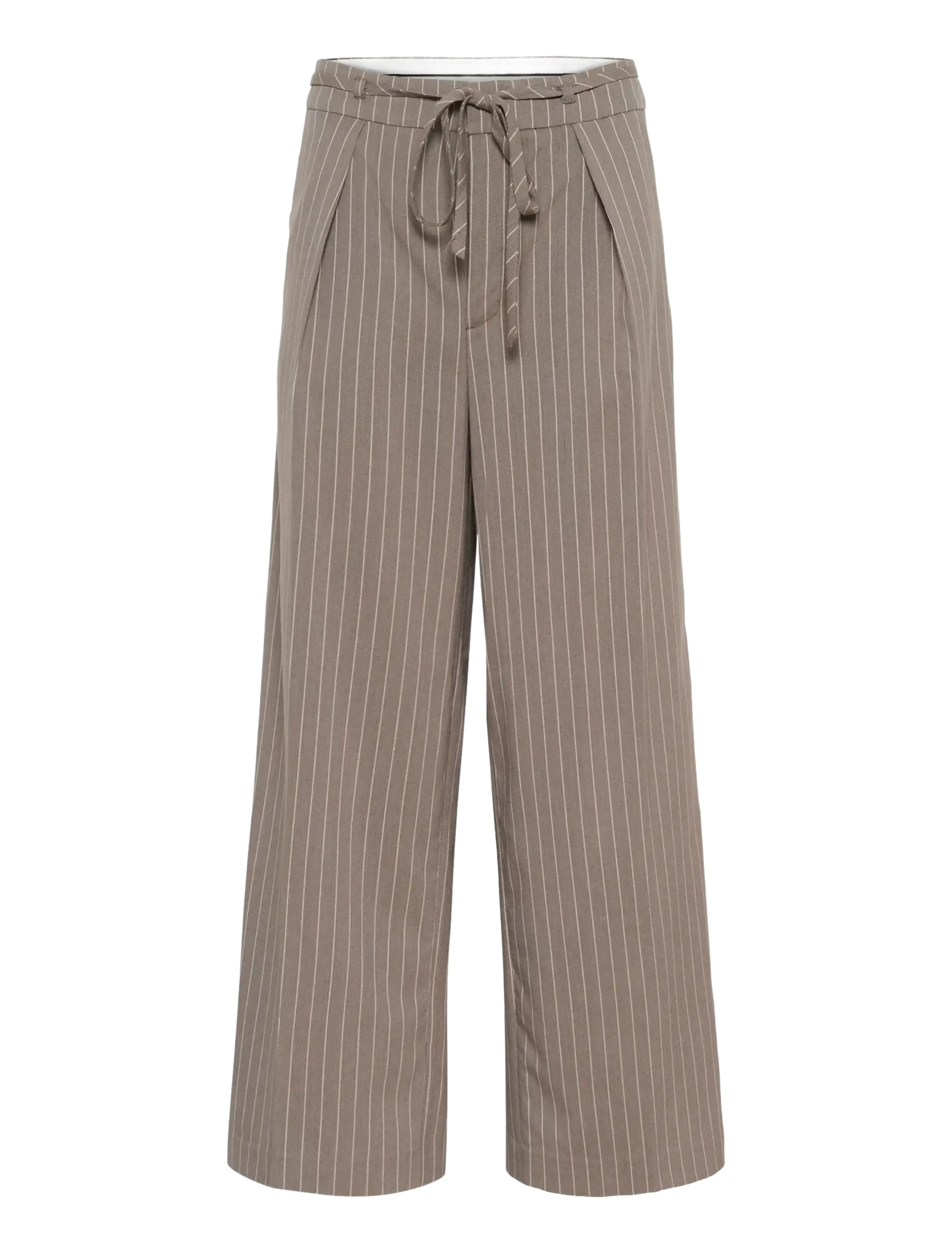 Kaffe KAmeril Wide Pants - Pidulikud püksid - BEIGE PINSTRIPE / beige