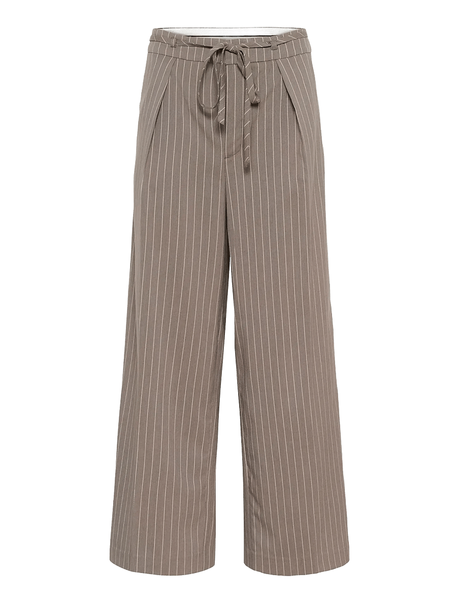 Kaffe - KAmeril Wide Pants - lietišķā stila bikses - beige pinstripe - 1