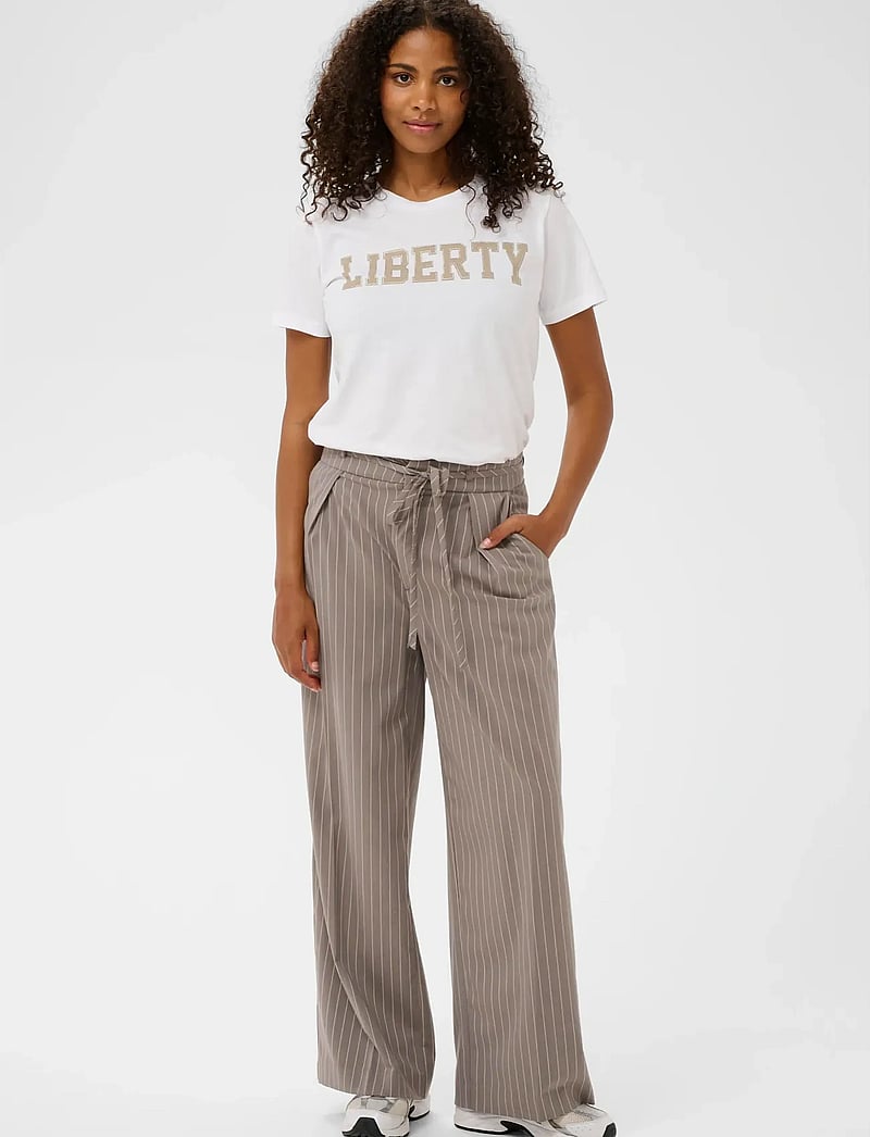 Kaffe - KAmeril Wide Pants - formell - beige pinstripe - 3