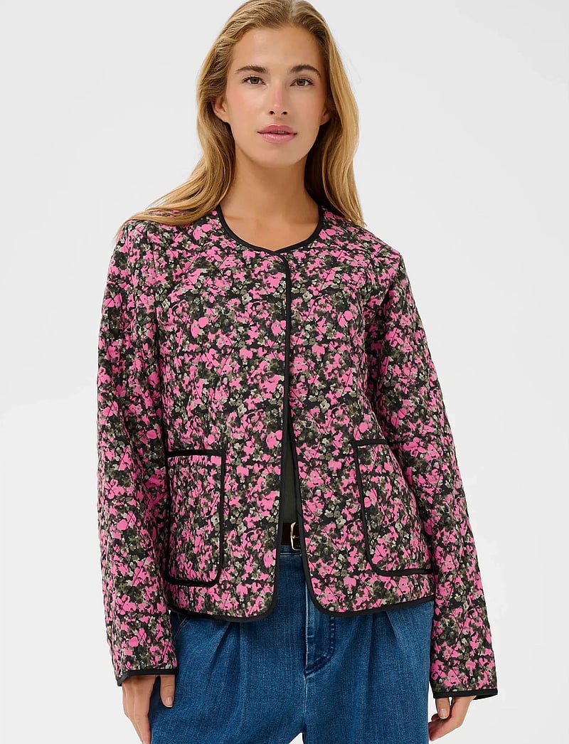 Kaffe - KAnuria Jacket - frühlingsjacken - pink black graphic flower - 0
