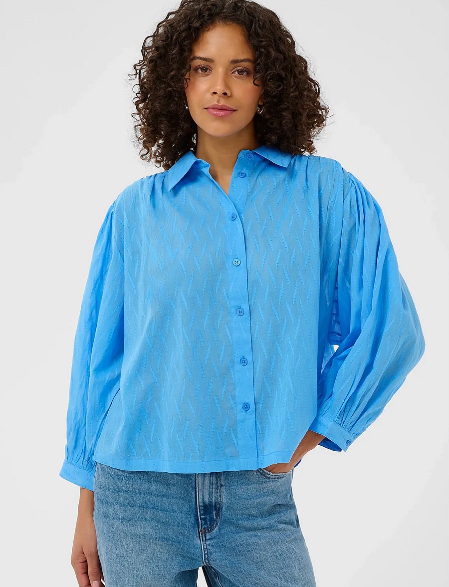 Kaffe - KAgabriela Shirt - long-sleeved shirts - azure blue - 0