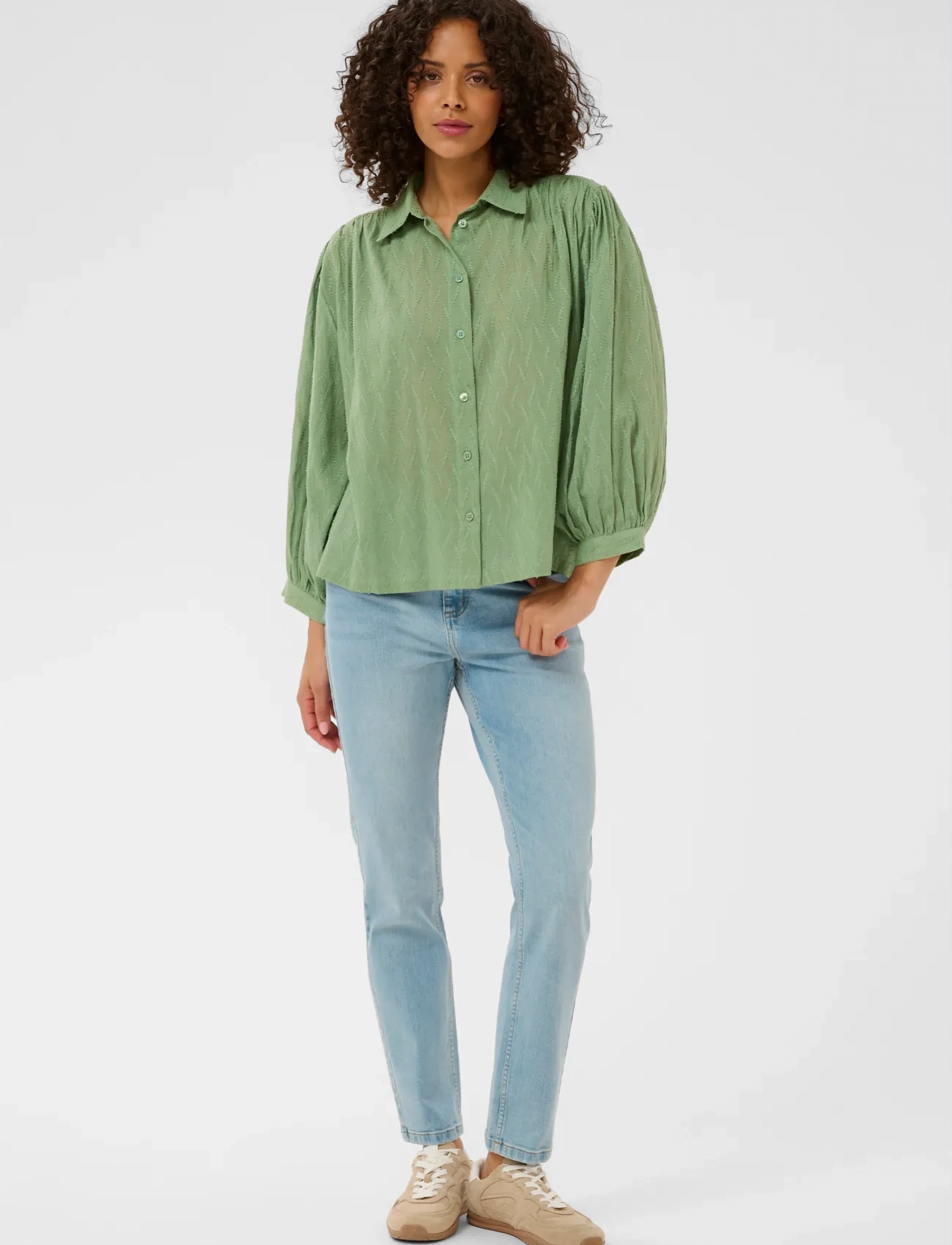 Kaffe - KAgabriela Shirt - langärmlige blusen - sea spray - 3