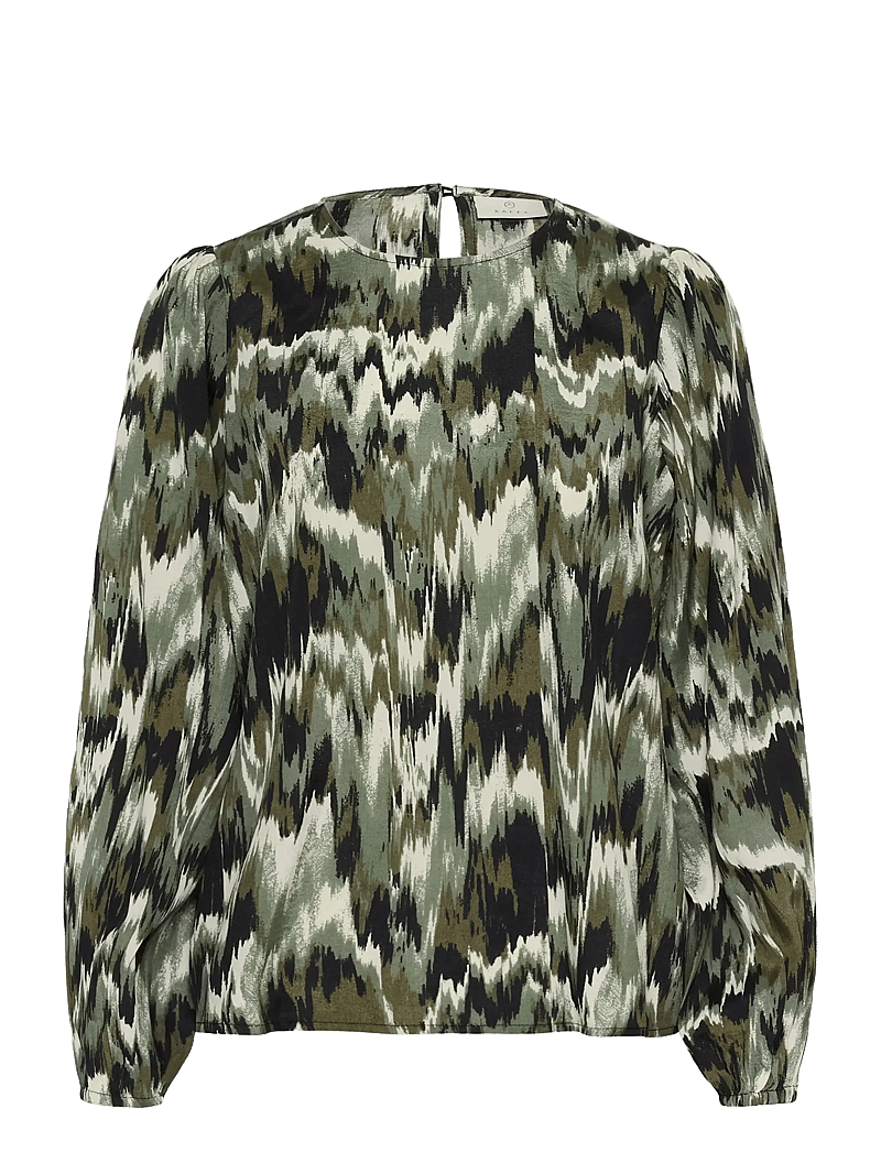 Kaffe - KAkia Blouse - langärmlige blusen - green black abstract graphic - 1
