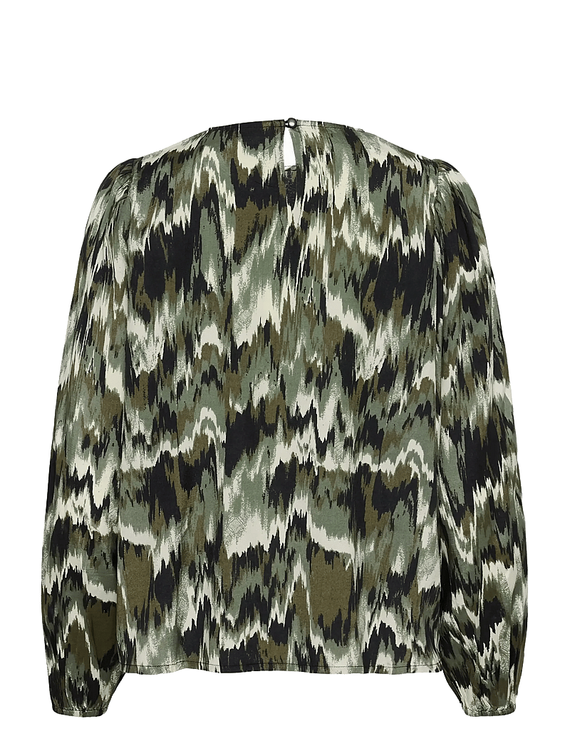 Kaffe - KAkia Blouse - langärmlige blusen - green black abstract graphic - 2
