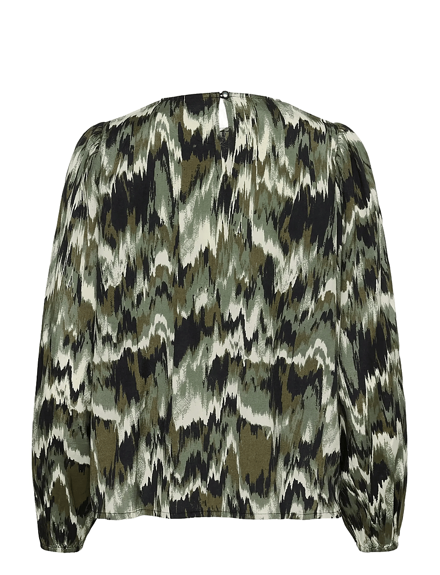 Kaffe - KAkia Blouse - langärmelige blusen - green black abstract graphic - 2
