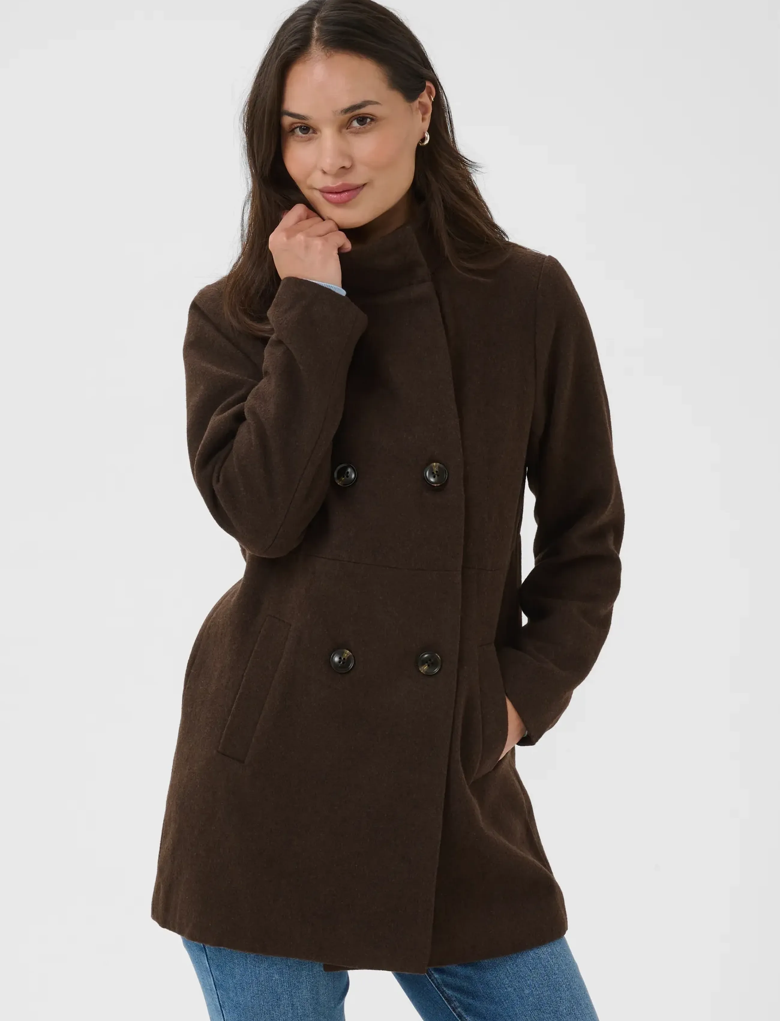 Kaffe KAfanny Coat - Wool Coats - CHOCOLATE BROWN / brown