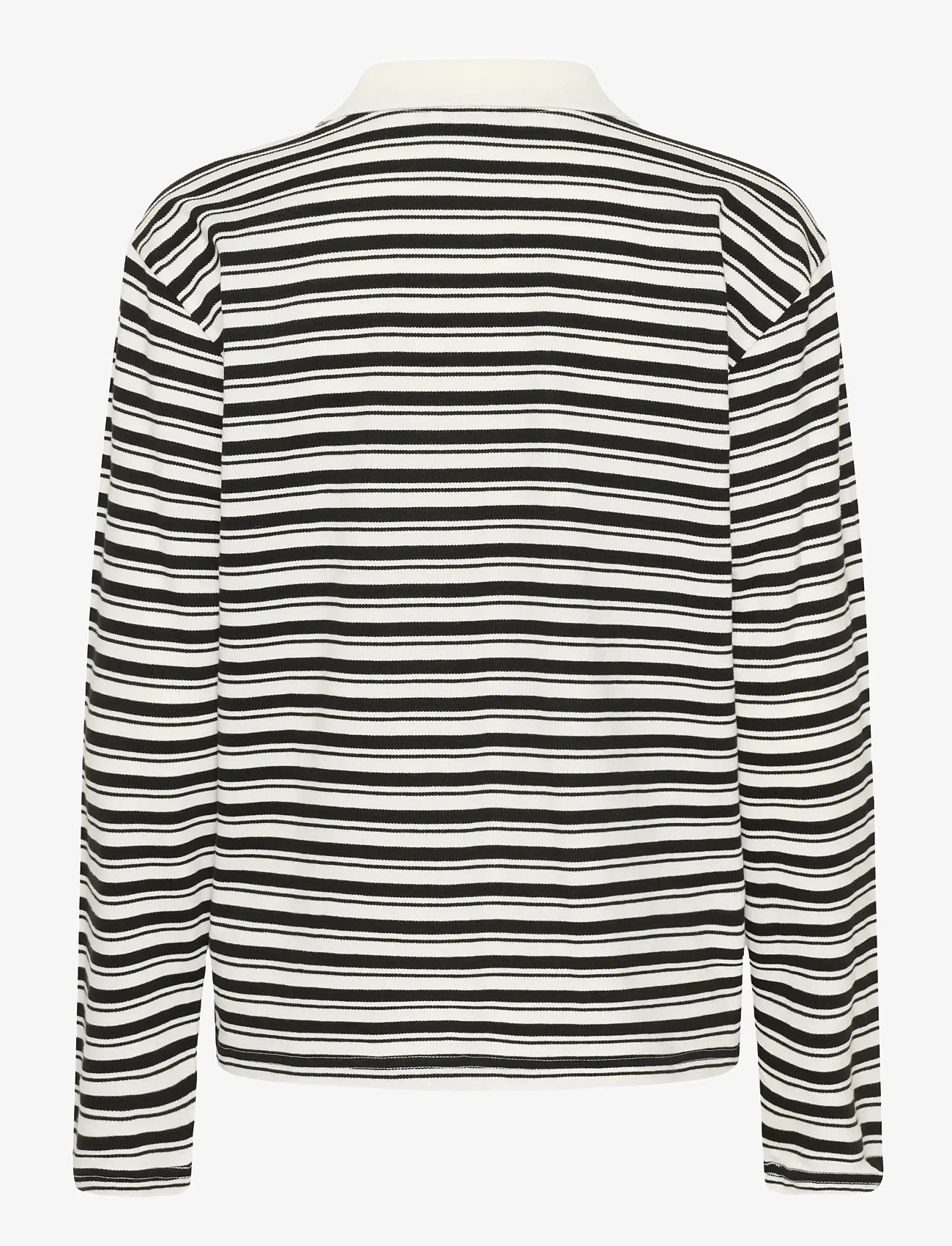 Kaffe - KAmiala Polo LS T-Shirt - polo shirts - chalk with black deep stripe - 2