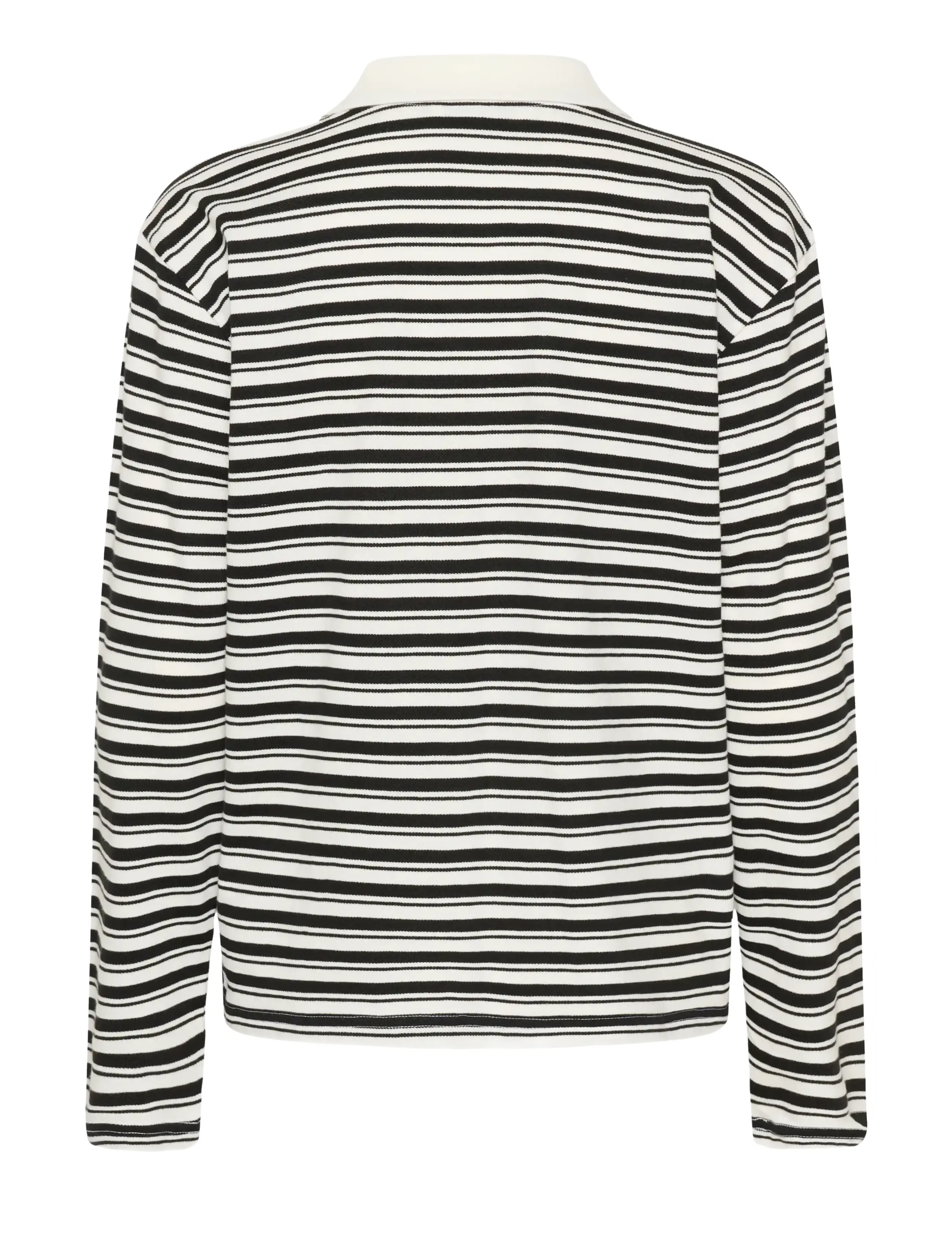 Kaffe - KAmiala Polo LS T-Shirt - poloshirts - chalk with black deep stripe - 2