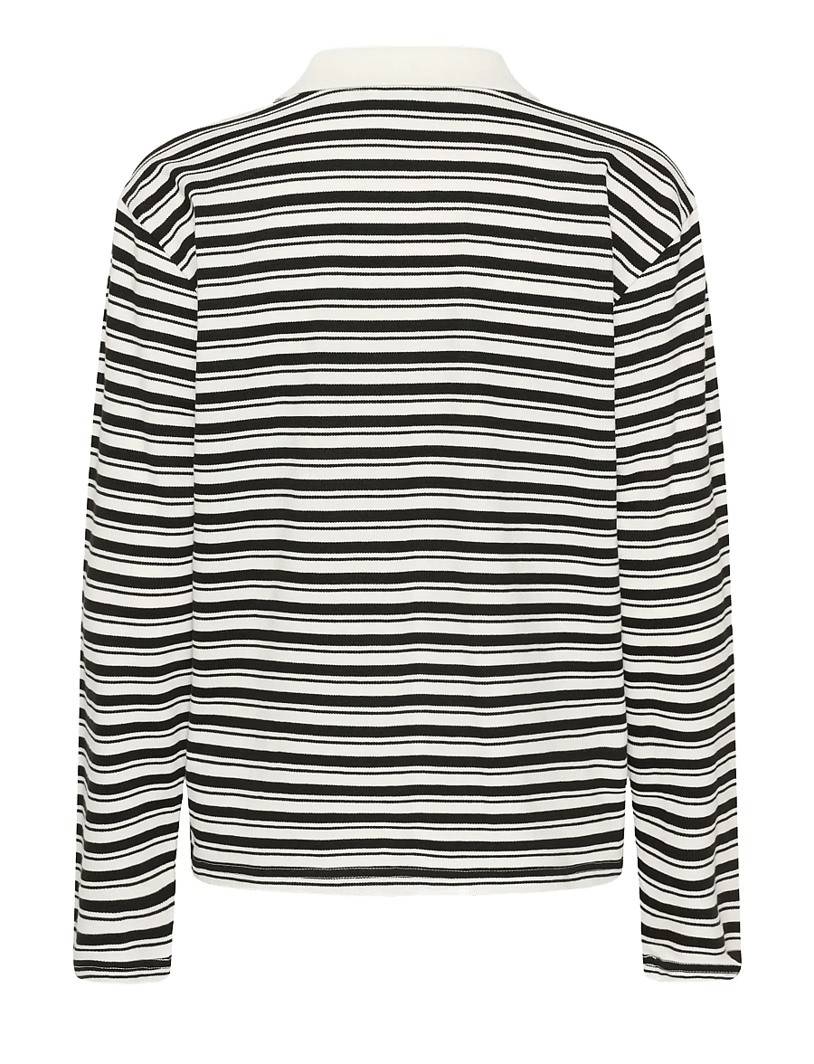 Kaffe - KAmiala Polo LS T-Shirt - polosärgid - chalk with black deep stripe - 2