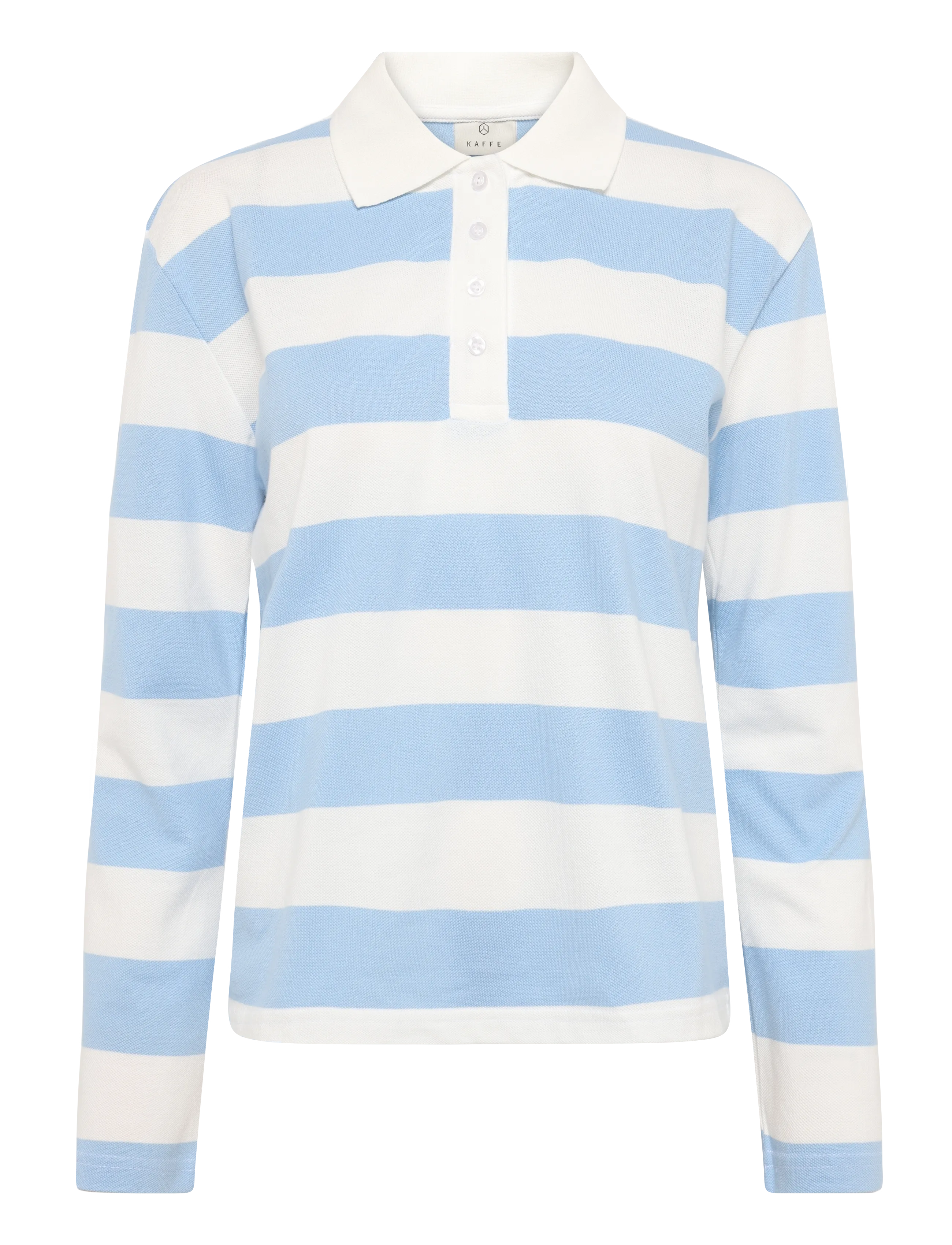 Kaffe Kamiala Polo Ls T-Shirt, Kvinder, Paillet Langærmet Poloshirt, Hvid, Str: L