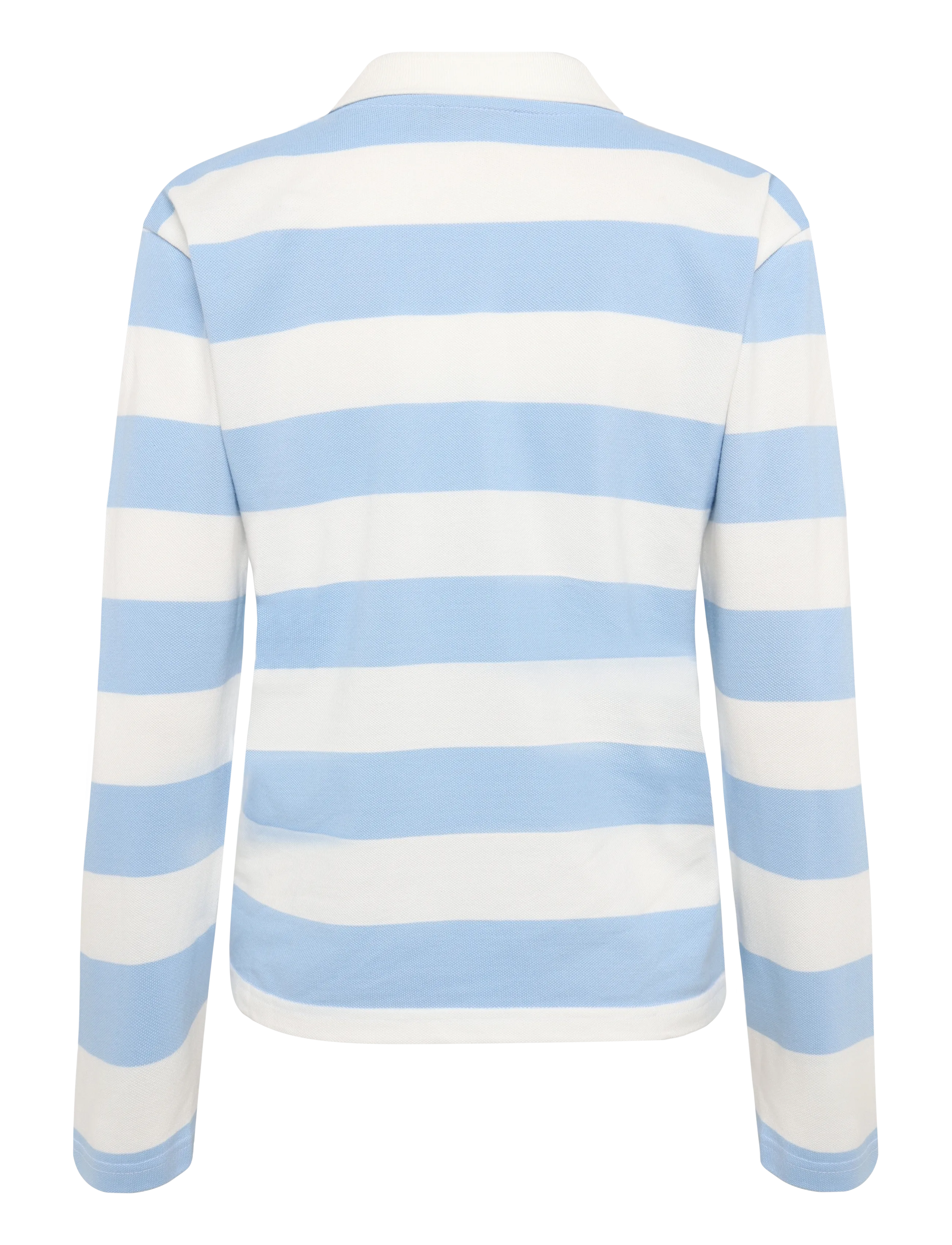Kaffe - KAmiala Polo LS T-Shirt - poloshirts - chalk with powder blue stripe - 1