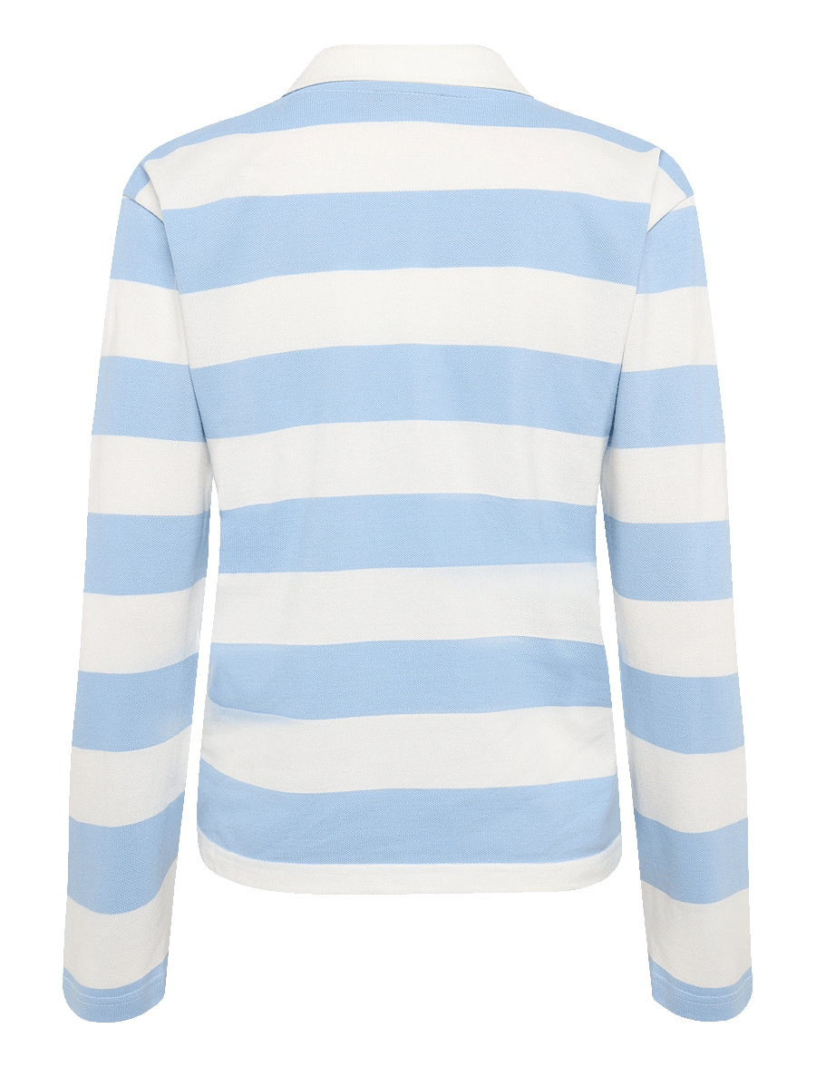 Kaffe - KAmiala Polo LS T-Shirt - pikéer - chalk with powder blue stripe - 1