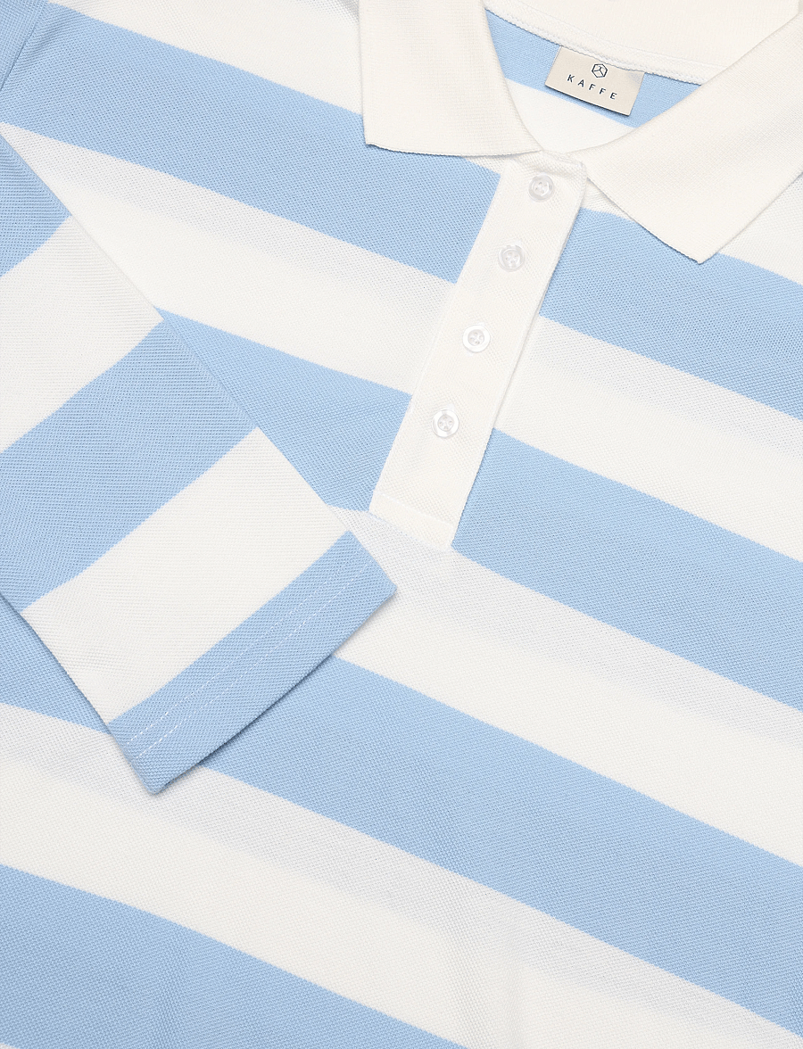 Kaffe - KAmiala Polo LS T-Shirt - pikéer - chalk with powder blue stripe - 2