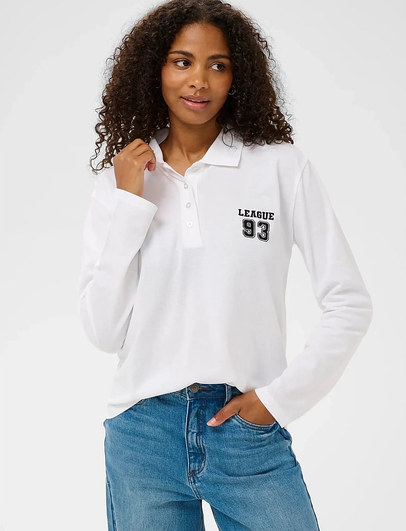 Kaffe - KAmiala Polo LS T-Shirt - polosärgid - optical white - 0