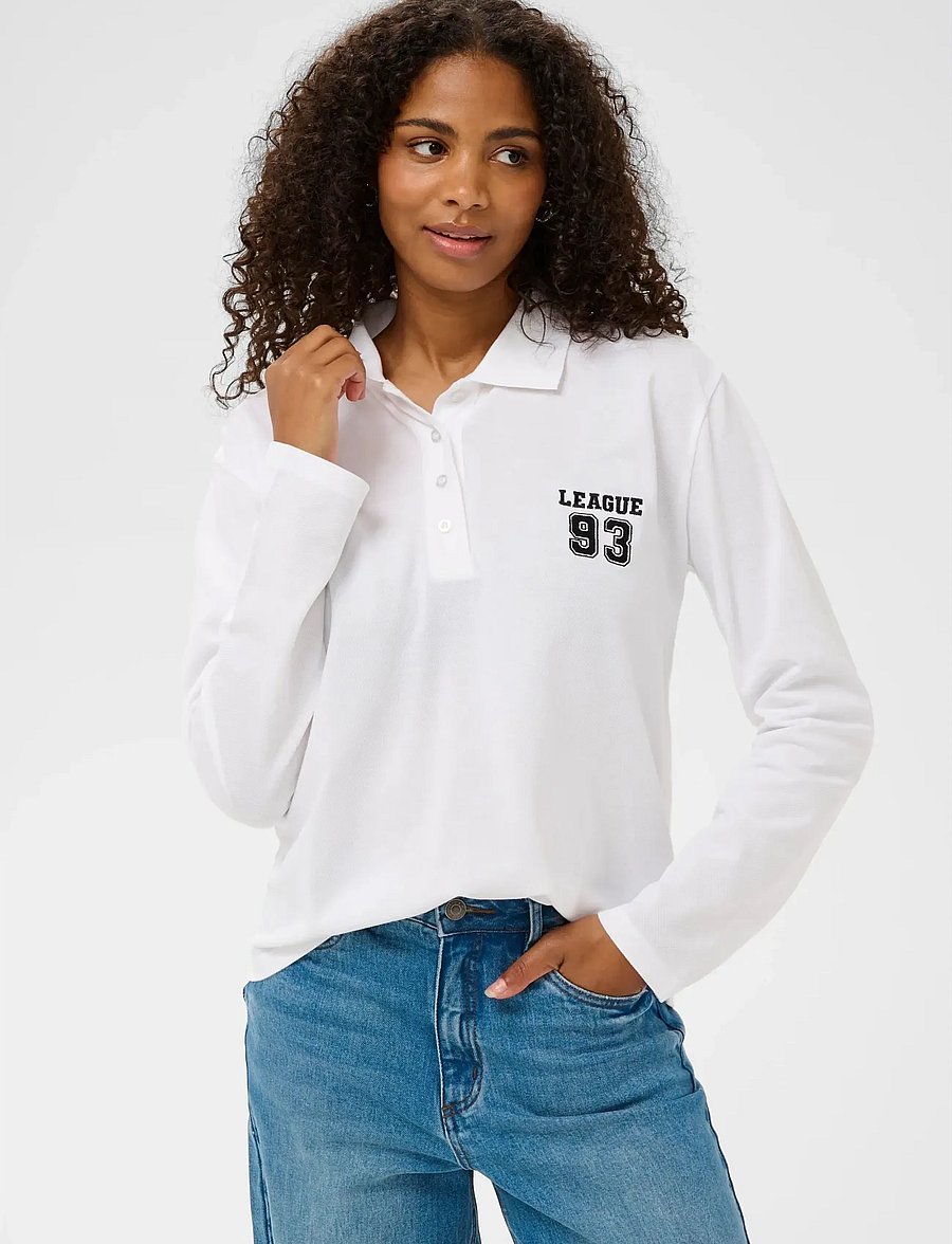 Kaffe - KAmiala Polo LS T-Shirt - koszulki polo - optical white - 0