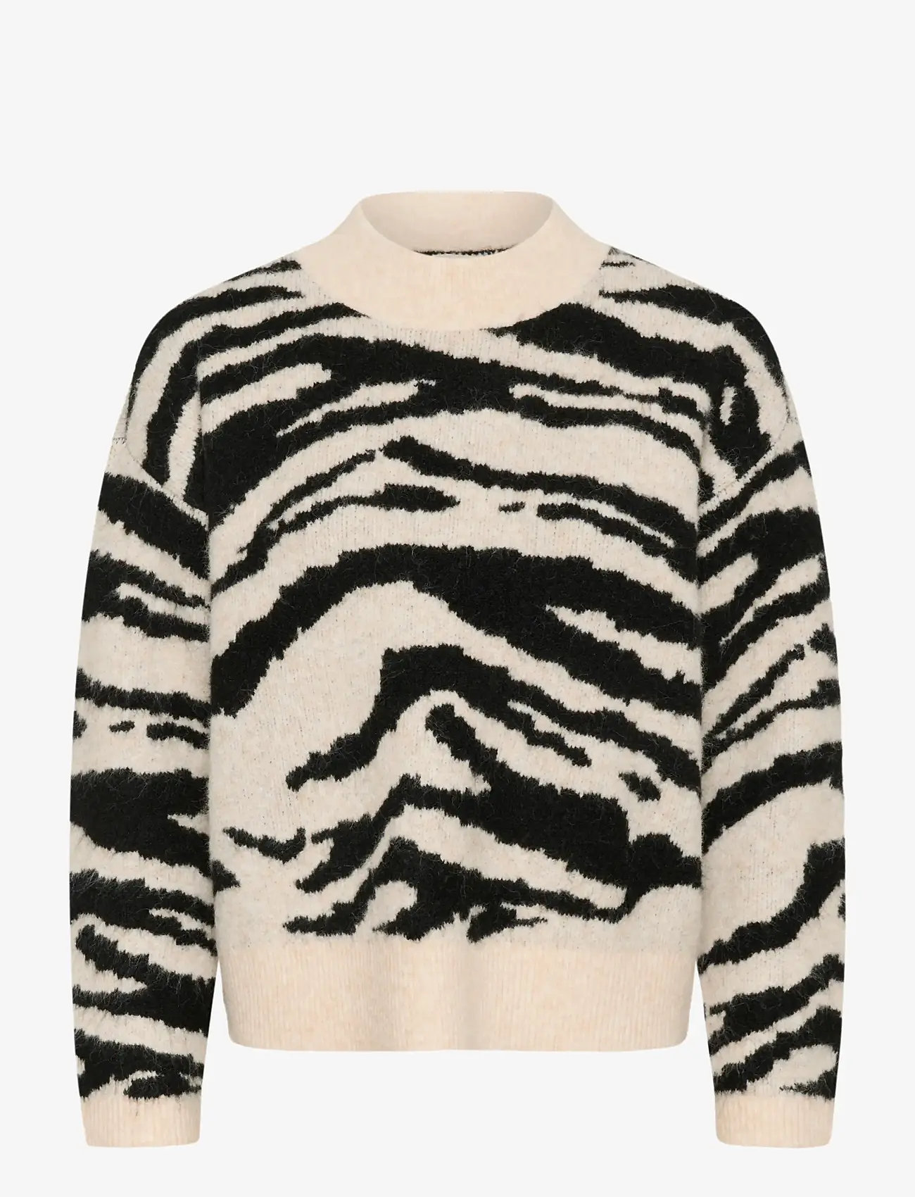 Kaffe - KAsandra Pullover LS - efterårstøj - turtledove/black animal - 0