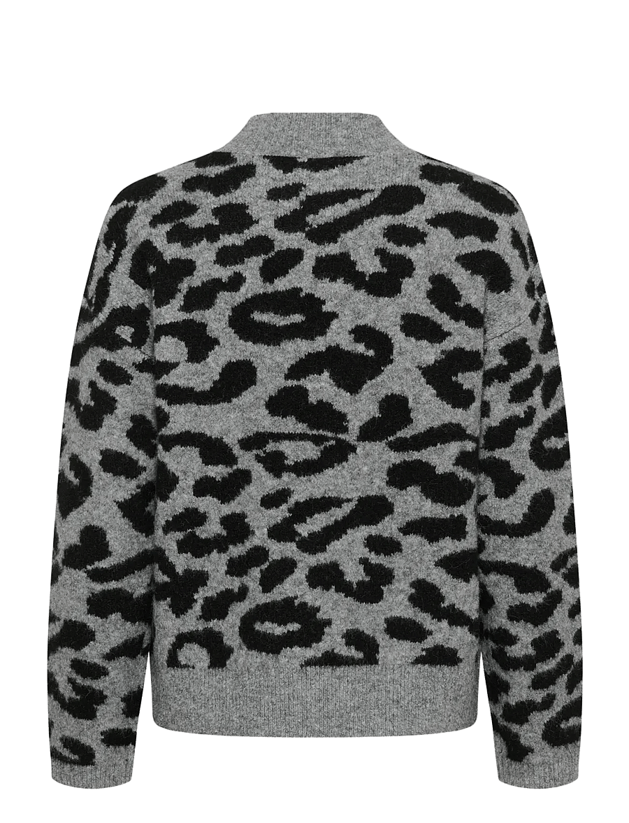 Kaffe - KAsandra Pullover LS - stickade tröjor - lgm/black leopard - 1