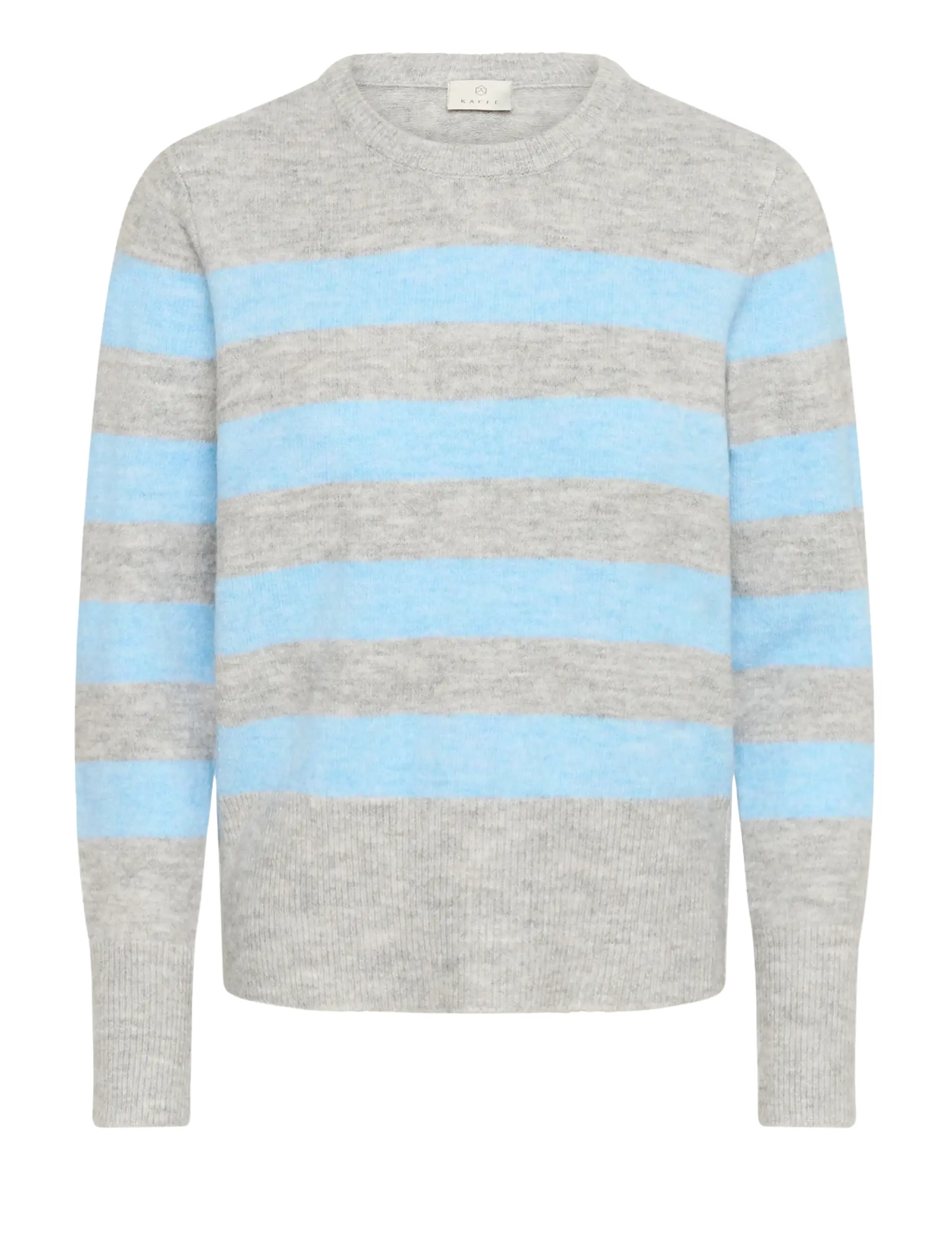 Kaffe KAniel Striped Pullover - Tøj - LIGHT GREY MEL. / BLUE MELANGE / grey