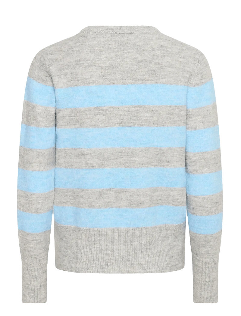 Kaffe - KAniel Striped Pullover - neulepuserot - light grey mel. / blue melange - 2