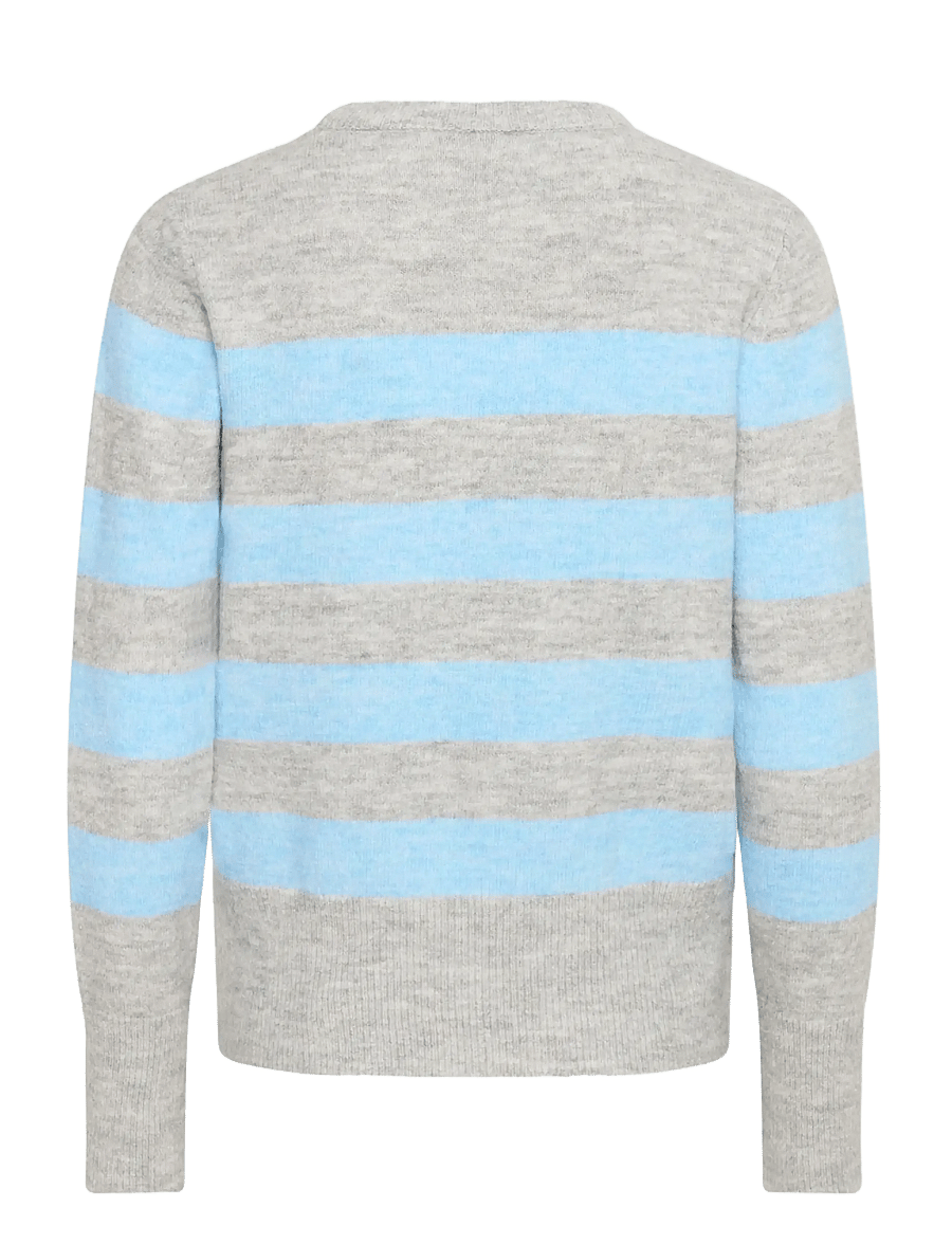 Kaffe - KAniel Striped Pullover - stickade tröjor - light grey mel. / blue melange - 2