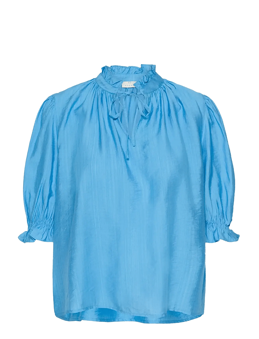 Kaffe - KAlufia Frill Blouse - kurzärmelige blusen - azure blue - 1