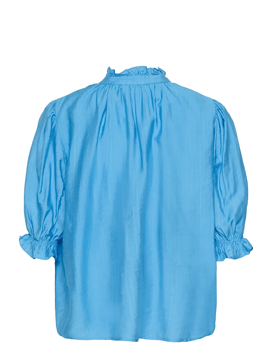 Kaffe - KAlufia Frill Blouse - kurzärmelige blusen - azure blue - 2