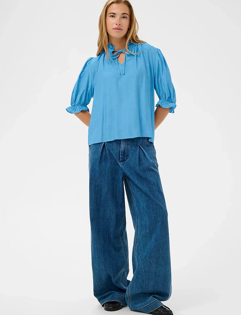 Kaffe - KAlufia Frill Blouse - kortærmede bluser - azure blue - 3