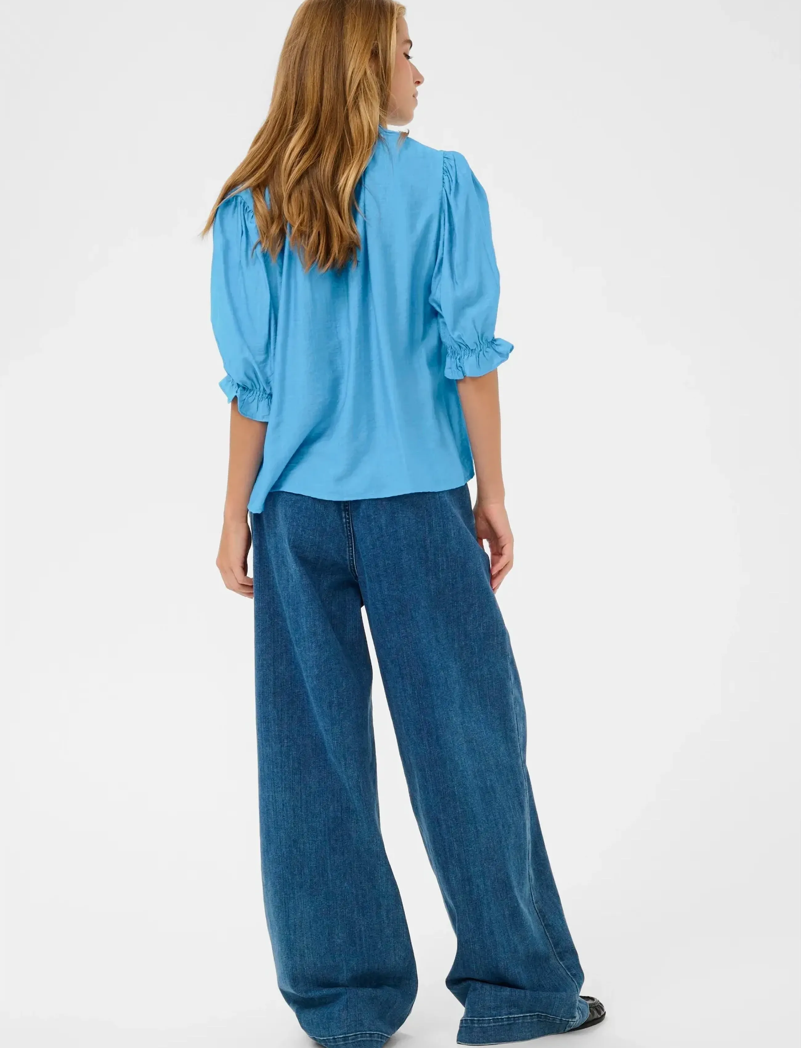 Kaffe - KAlufia Frill Blouse - kurzämlige blusen - azure blue - 4