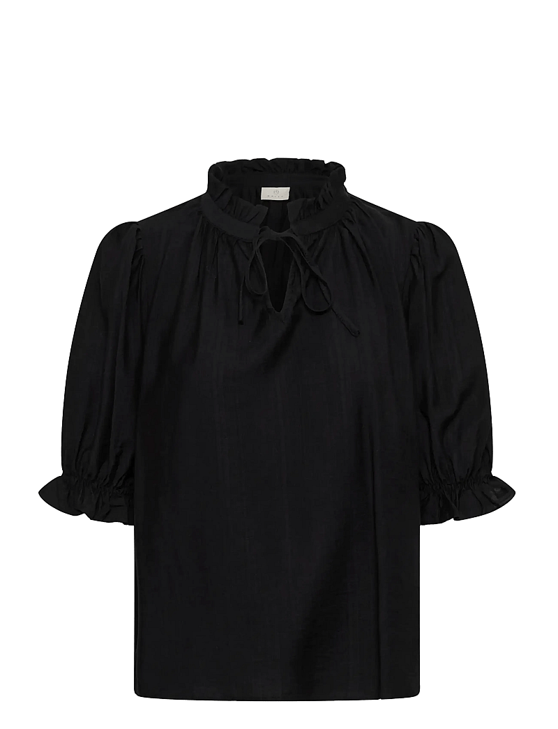 Kaffe - KAlufia Frill Blouse - short-sleeved blouses - black deep - 1