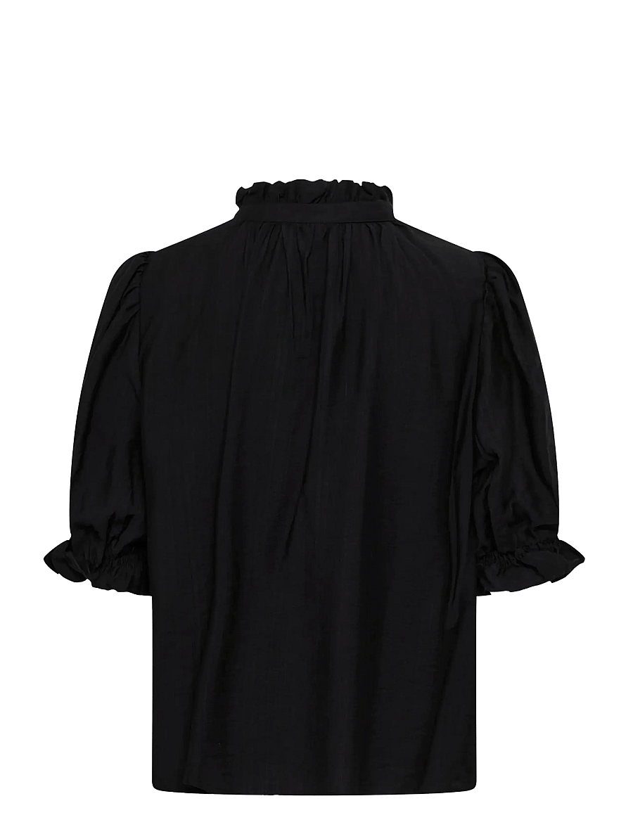 Kaffe - KAlufia Frill Blouse - kurzärmelige blusen - black deep - 2