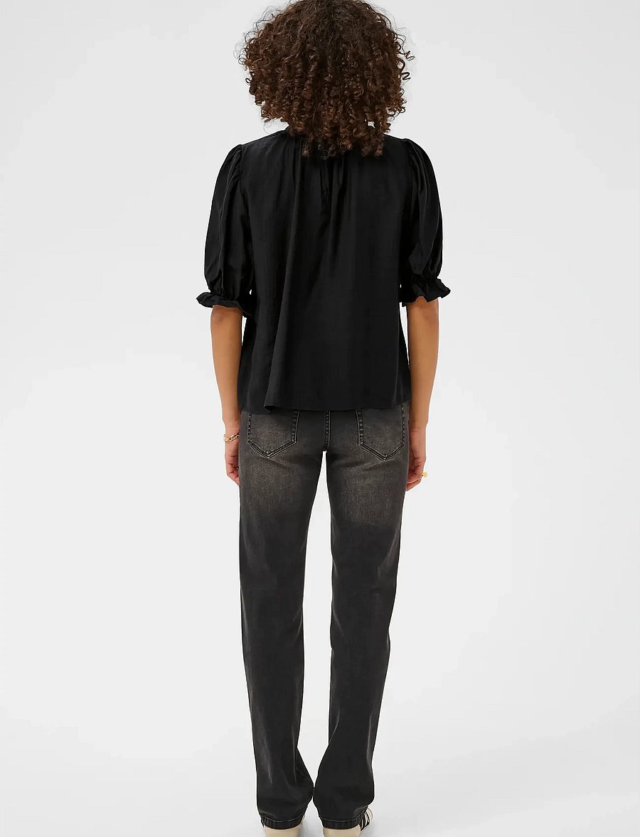 Kaffe - KAlufia Frill Blouse - kurzärmelige blusen - black deep - 4