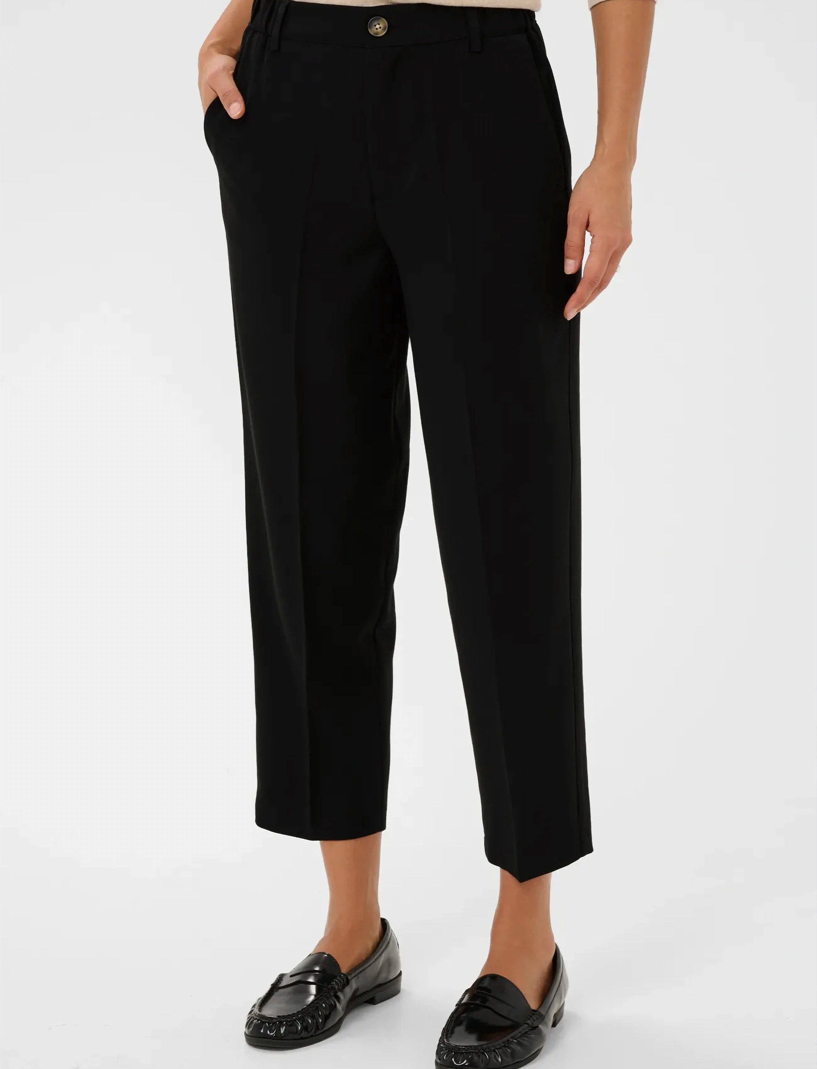 Kaffe Kaheather Cropped Pants, Kvinder, Cropped Bukser, Sort, Str: 34