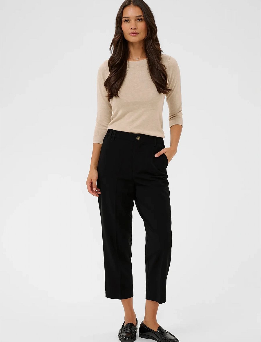 Kaffe - KAheather Cropped Pants - kostymbyxor - black deep - 3