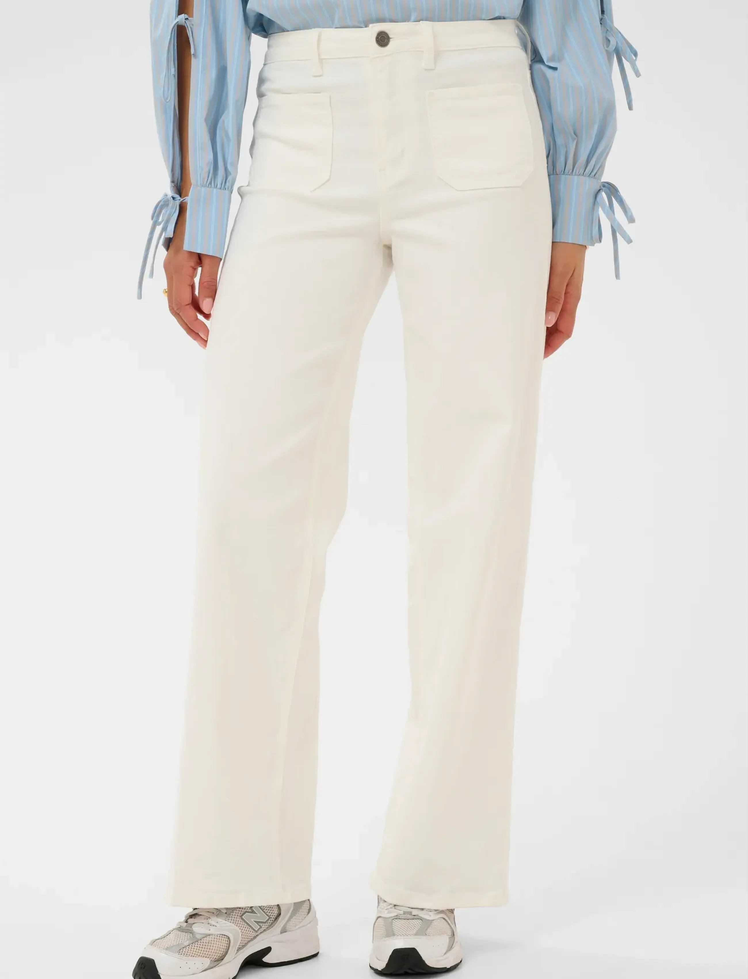 Kaffe Kabrook Hw Reg Fit Jeans Twill, Kvinder, Højtaljede Wide Leg Jeans, Cream, Str: 31 x 32
