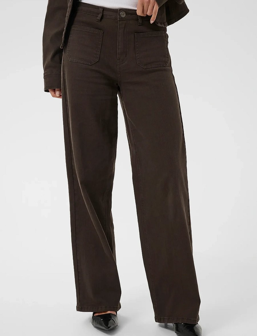 Kaffe - KAbrook HW Reg Fit Jeans - hosen mit weitem bein - coffee bean - 0