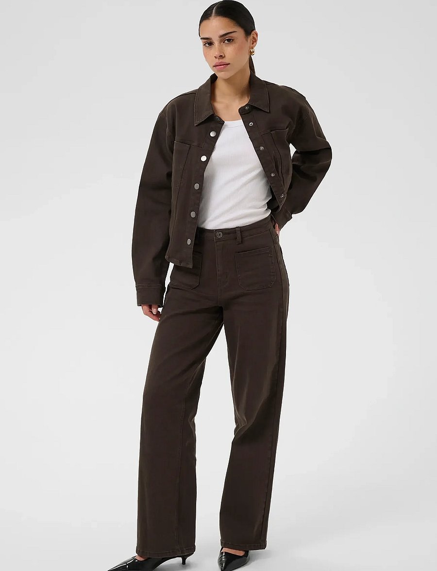 Kaffe - KAbrook HW Reg Fit Jeans - hosen mit weitem bein - coffee bean - 3