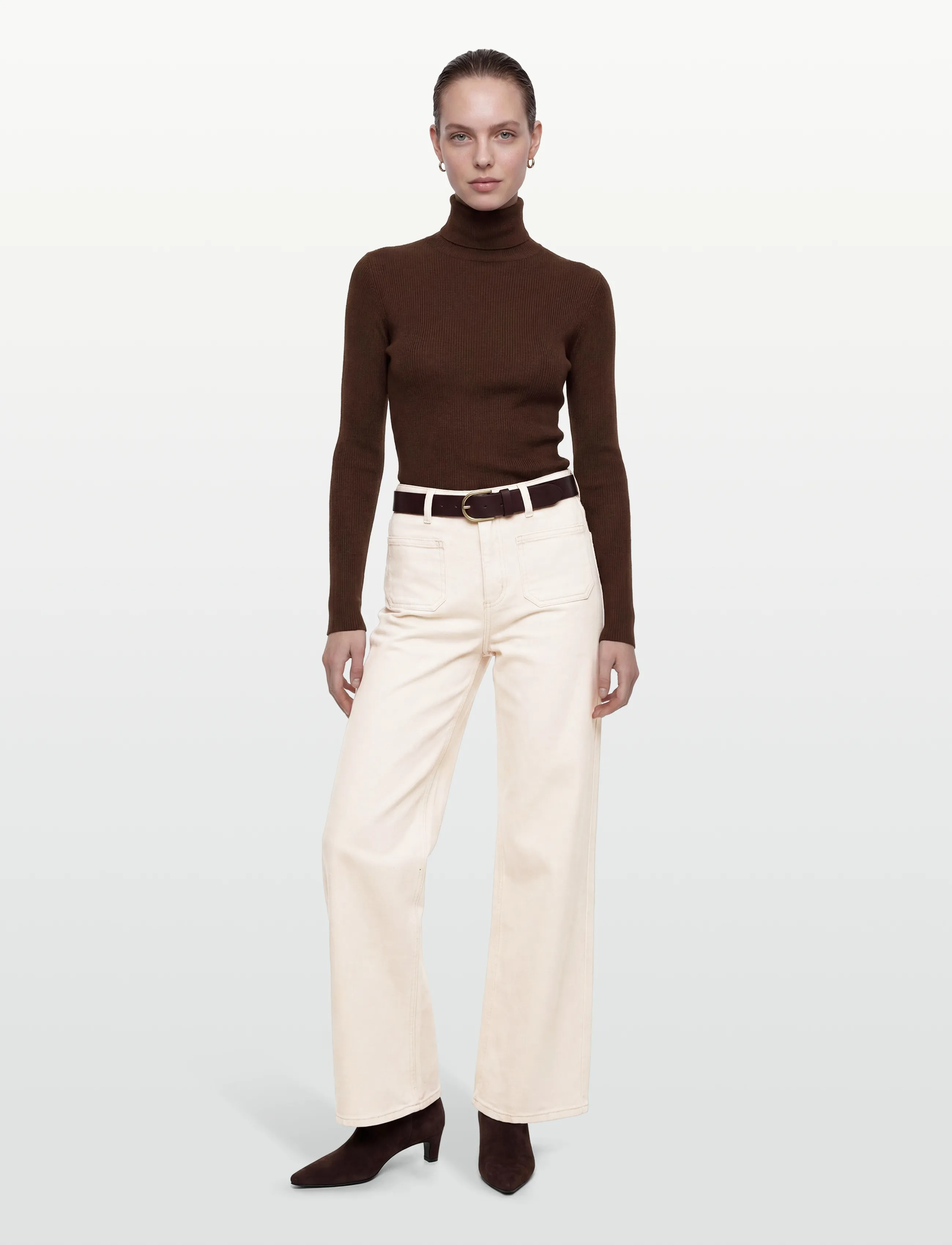 Kaffe Kabrook Hw Reg Fit Jeans Twill, Kvinder, Højtaljede Wide Leg Jeans, Cream, Str: 31 x 32