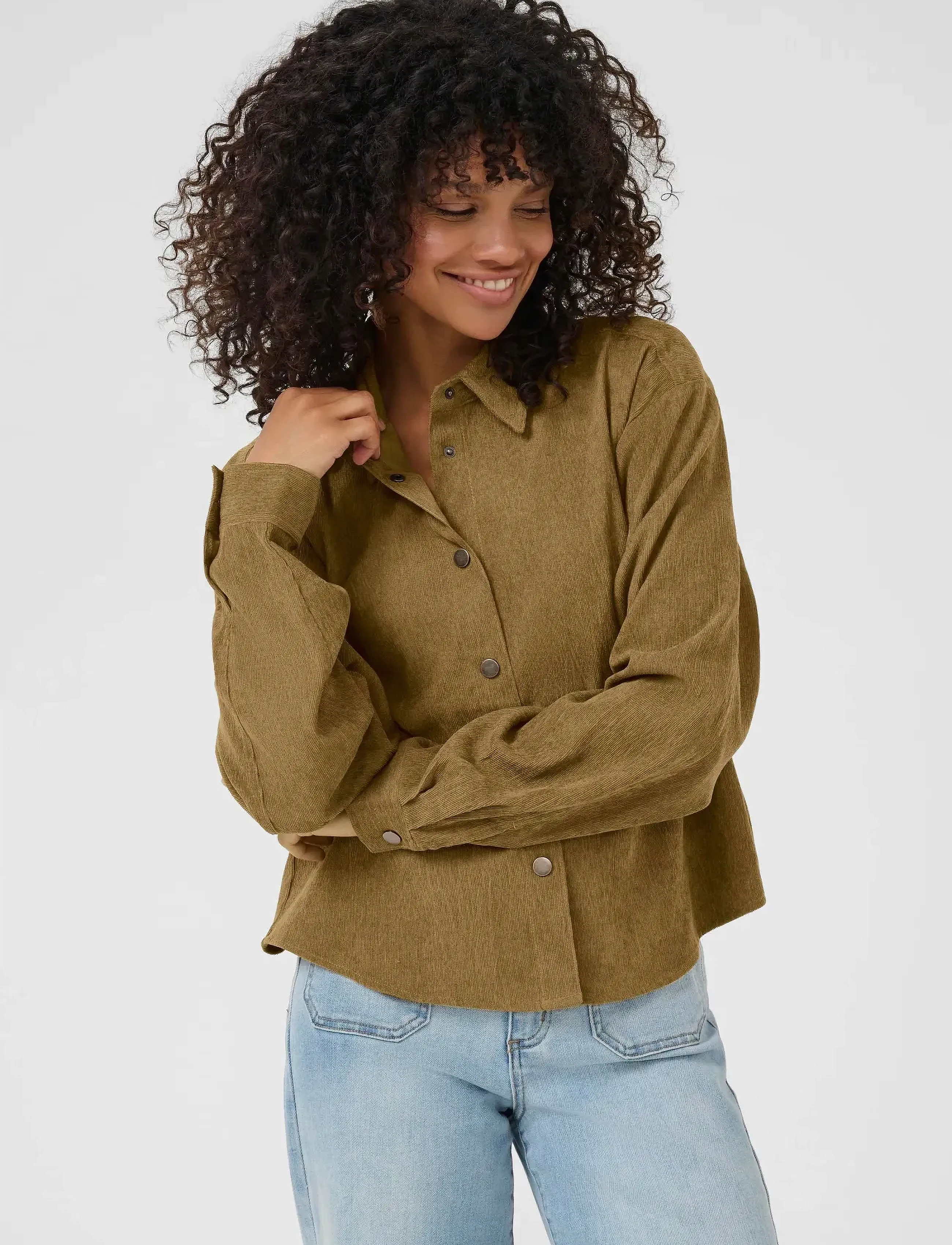 Kaffe Kavera Button Shirt, 38, Khaki green, Skjorter > Langærmede, Dame