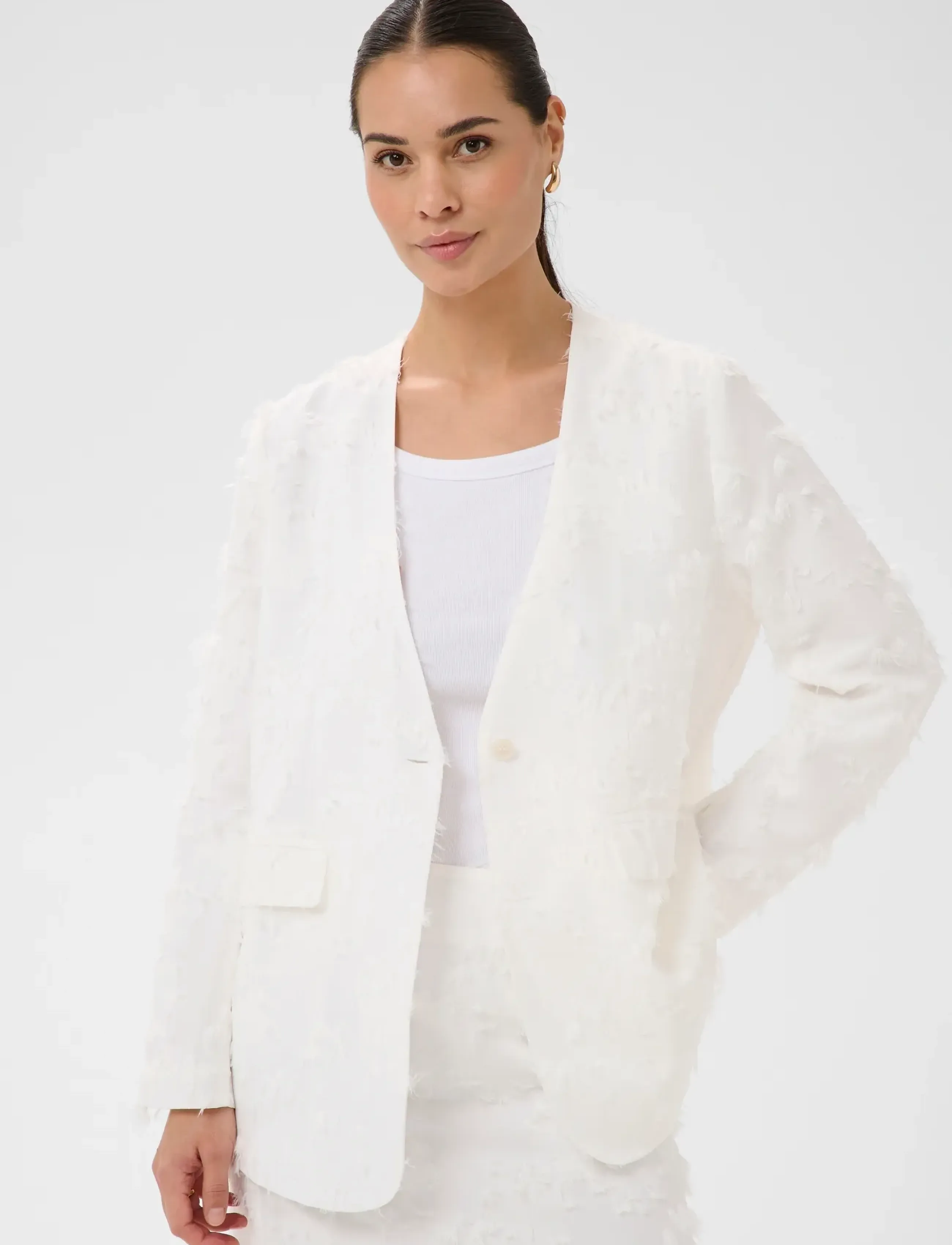 Kaffe Kalena Blazer, 34, White, Blazere > Enkeltradede Blazere, Dame