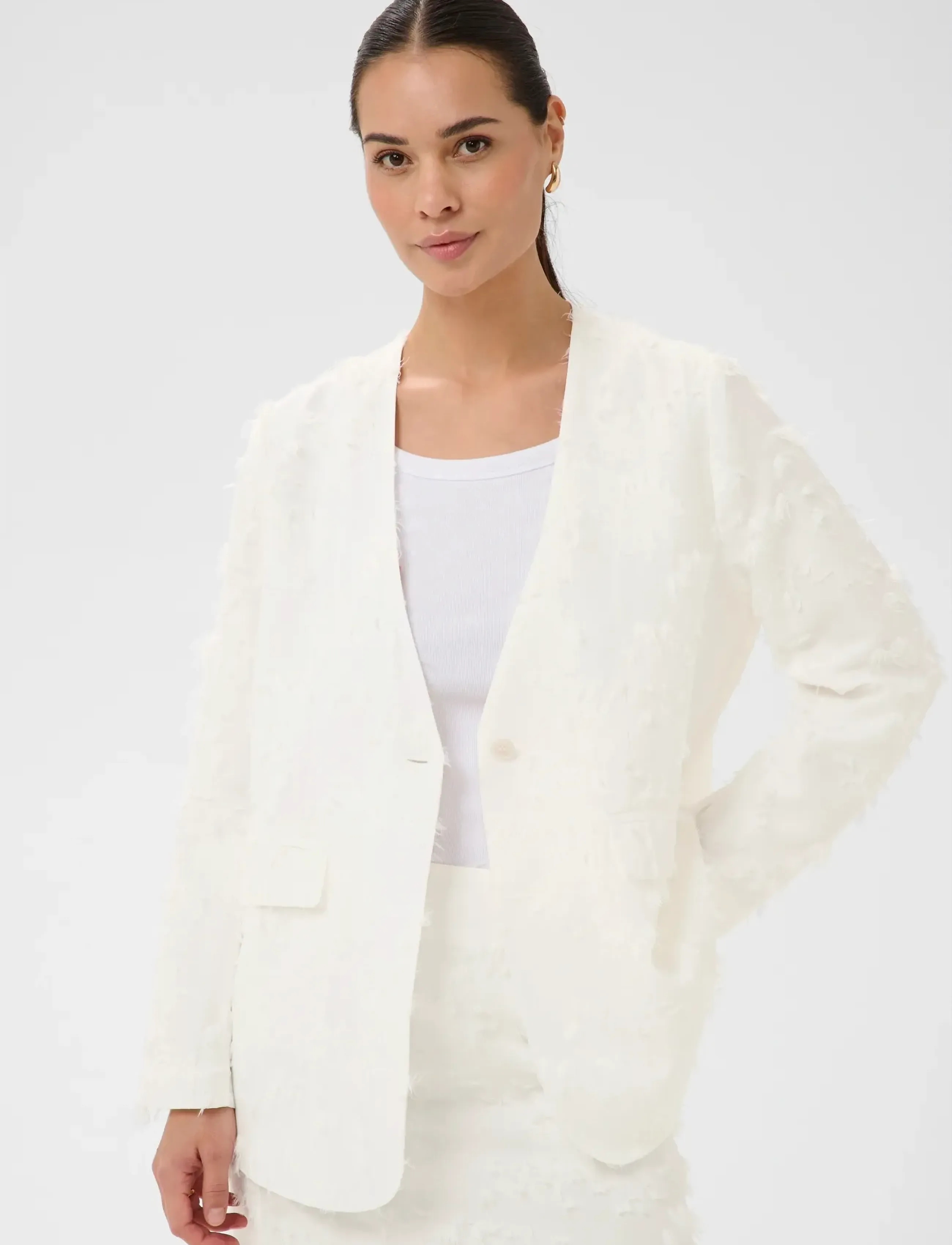 Kaffe Kakourtney Blouse, 42, Cream, Bluser > Langærmede, Dame